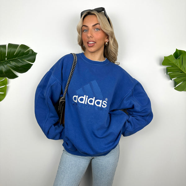 Adidas Equipment Blue Embroidered Spell Out Sweatshirt (L)