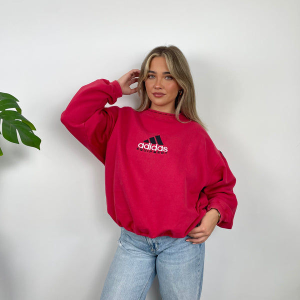 Adidas Equipment RARE Red Embroidered Spell Out Sweatshirt (S)