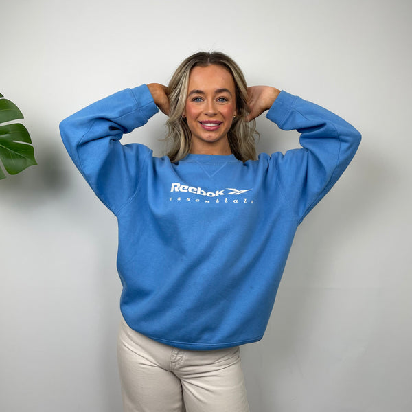 Reebok Blue Embroidered Spell Out Sweatshirt (S)