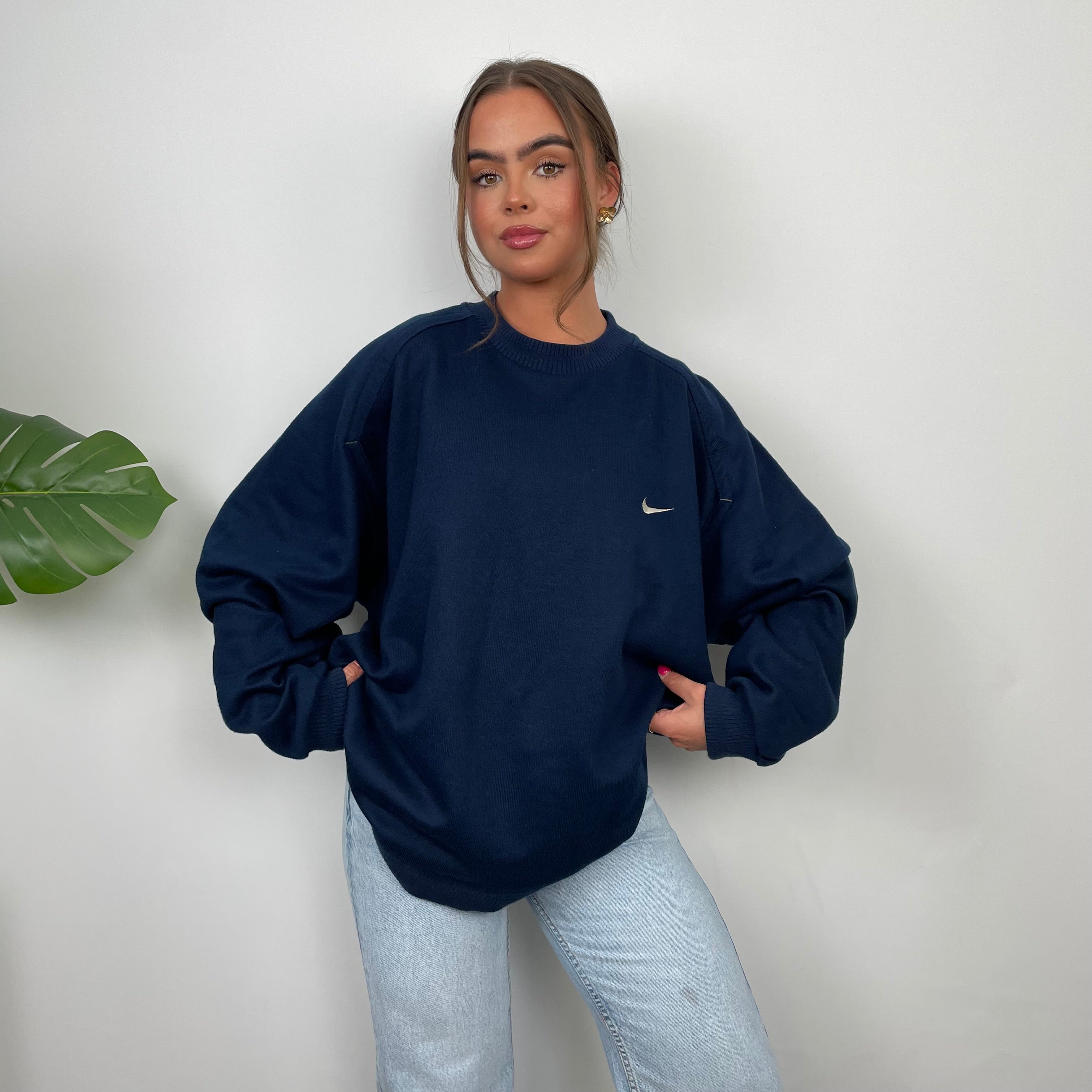 Nike Navy Embroidered Swoosh Sweatshirt (L)