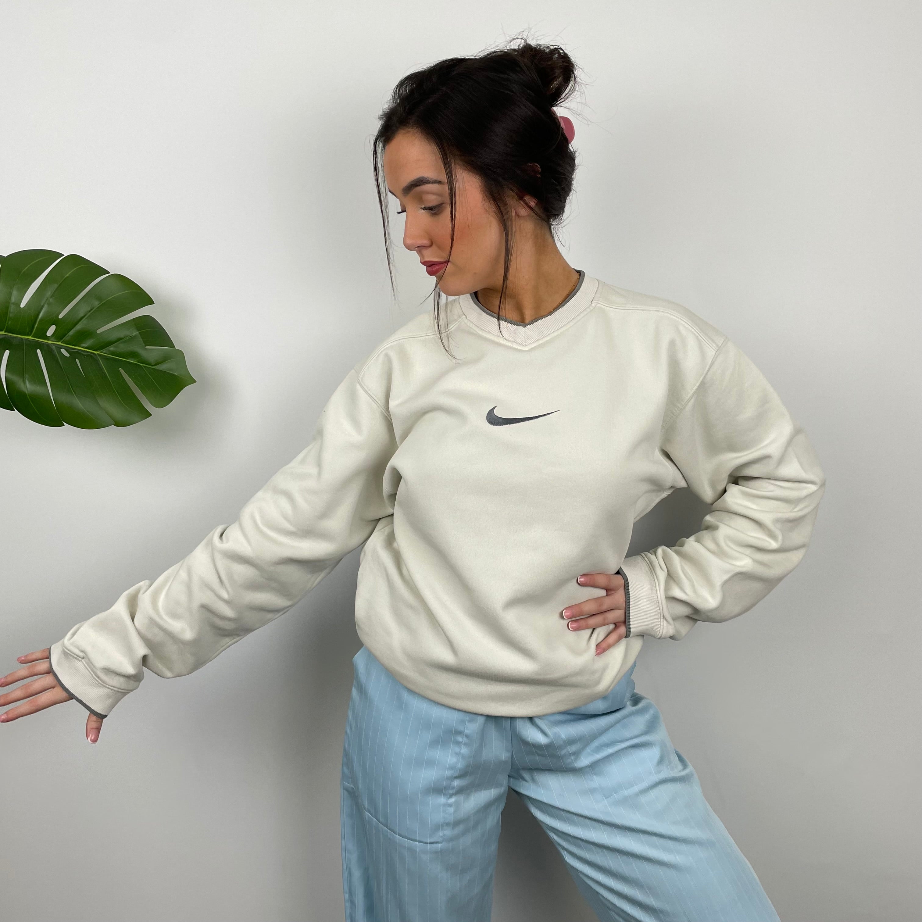 Nike Cream Embroidered Swoosh Sweatshirt (L)