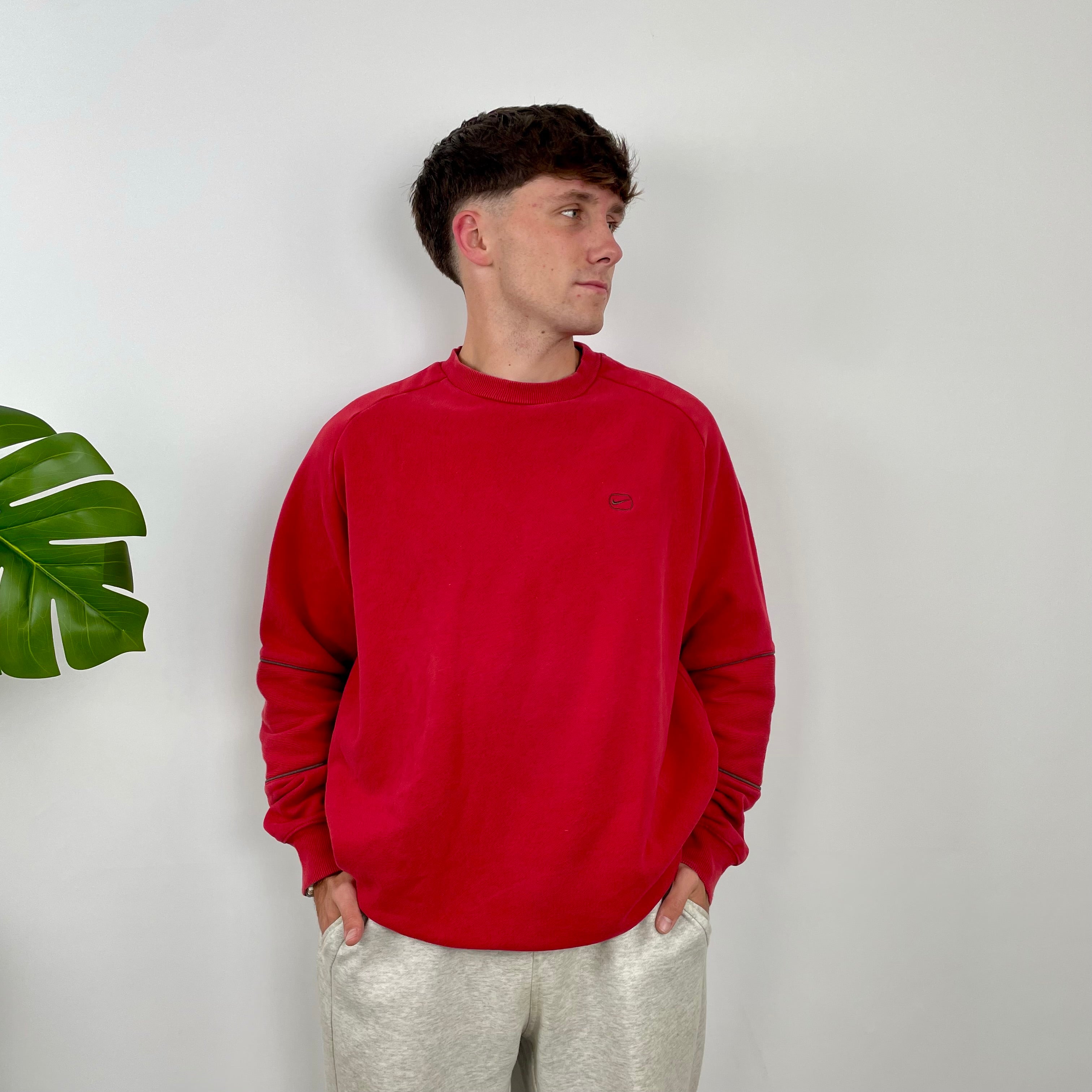Nike RARE Red Embroidered Swoosh Sweatshirt (L)