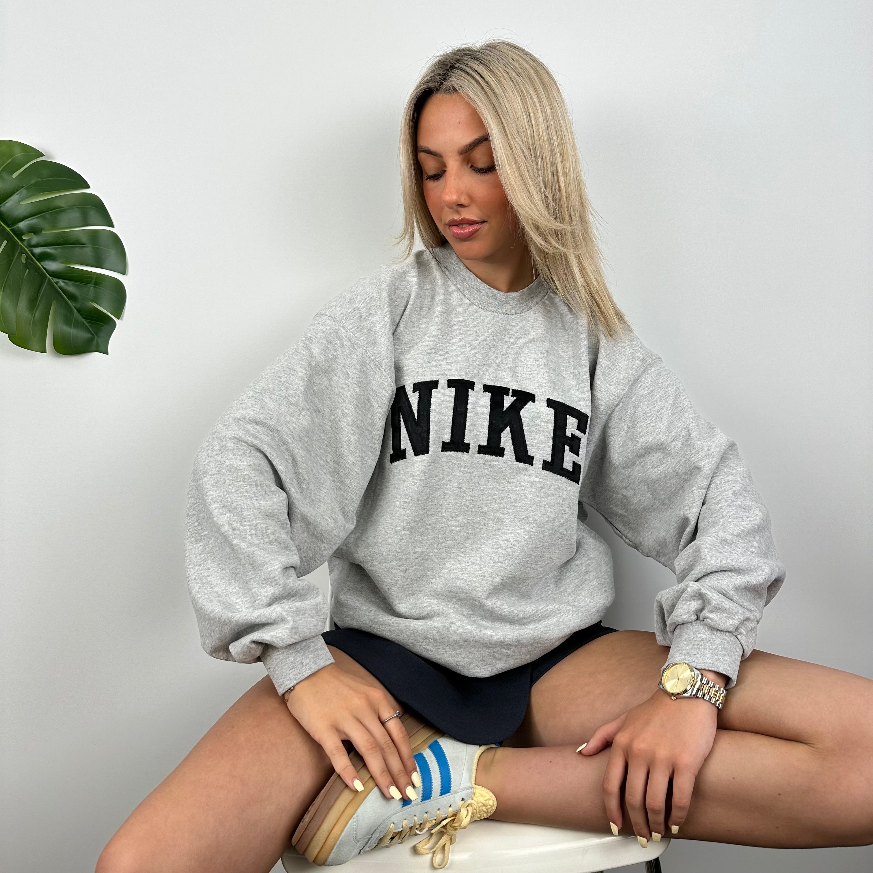 Nike Grey Embroidered Spell Out Sweatshirt (M)