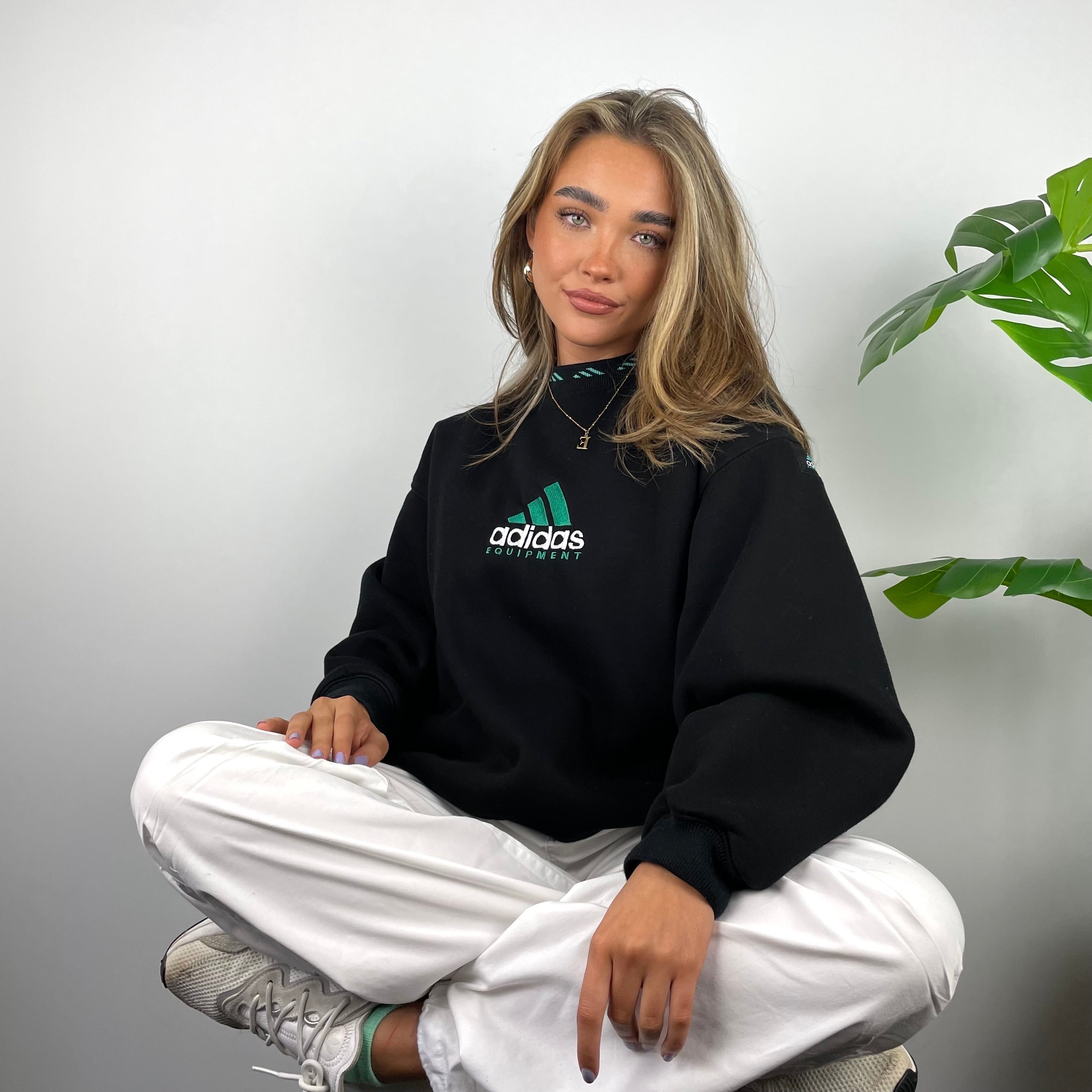 Adidas Equipment Black Embroidered Spell Out Sweatshirt (S)