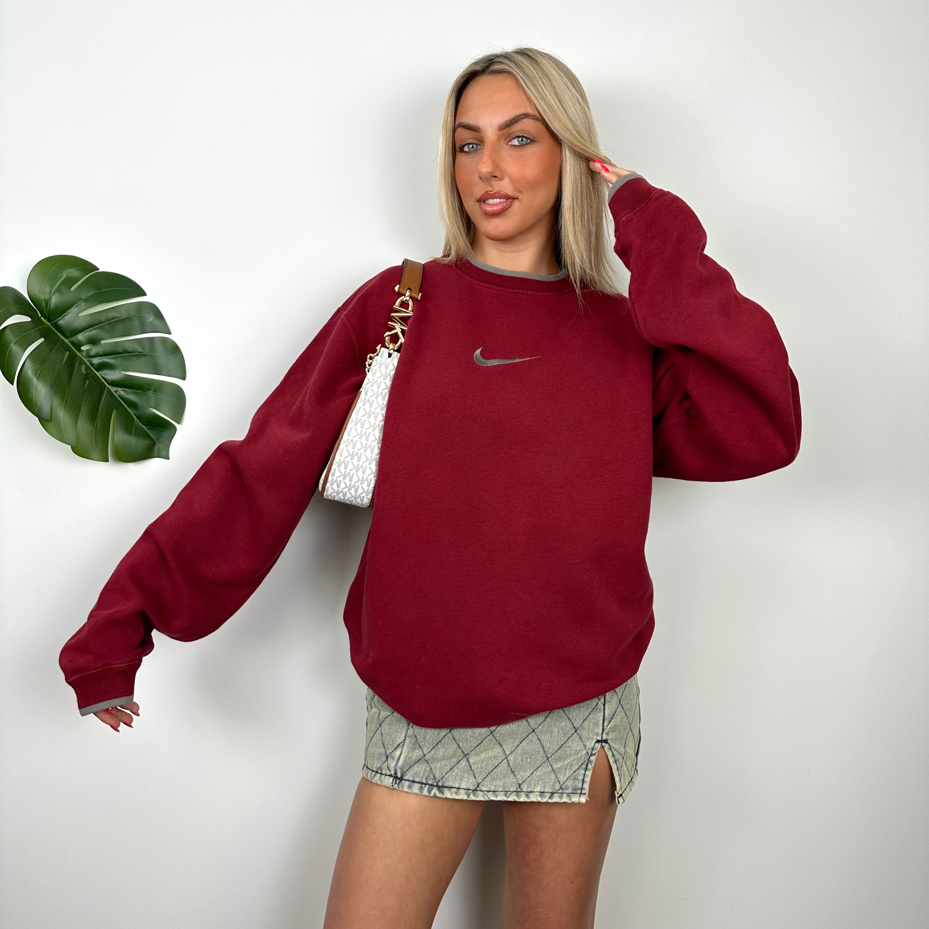 Nike Red Embroidered Swoosh Sweatshirt (M)