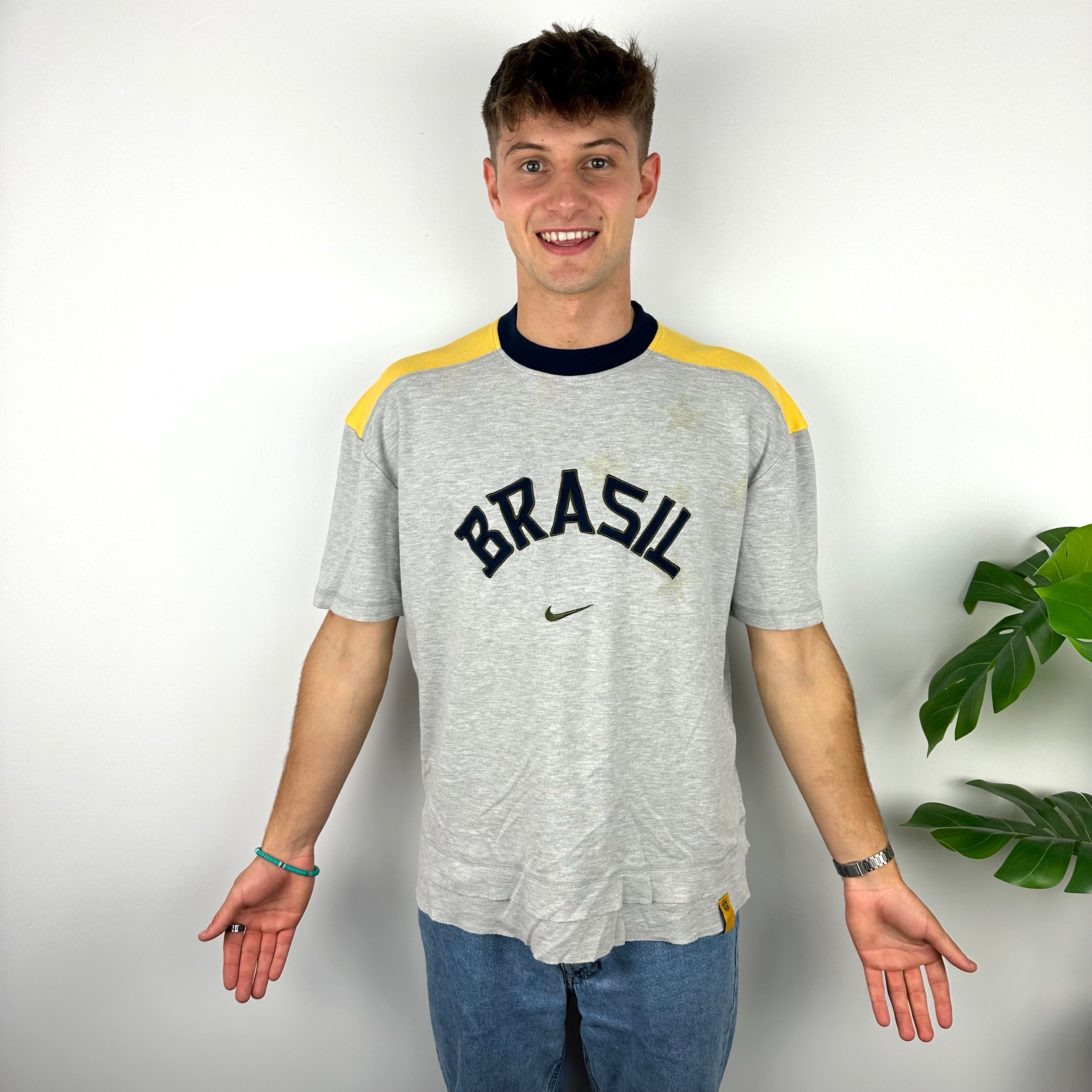 Nike X Brazil RARE Grey Embroidered Spell Out T Shirt (XL)