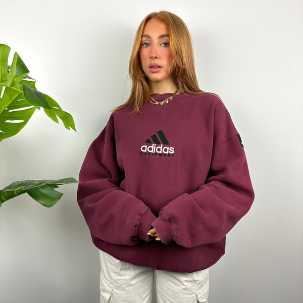 Adidas Equipment Maroon Embroidered Spell Out Sweatshirt (L)