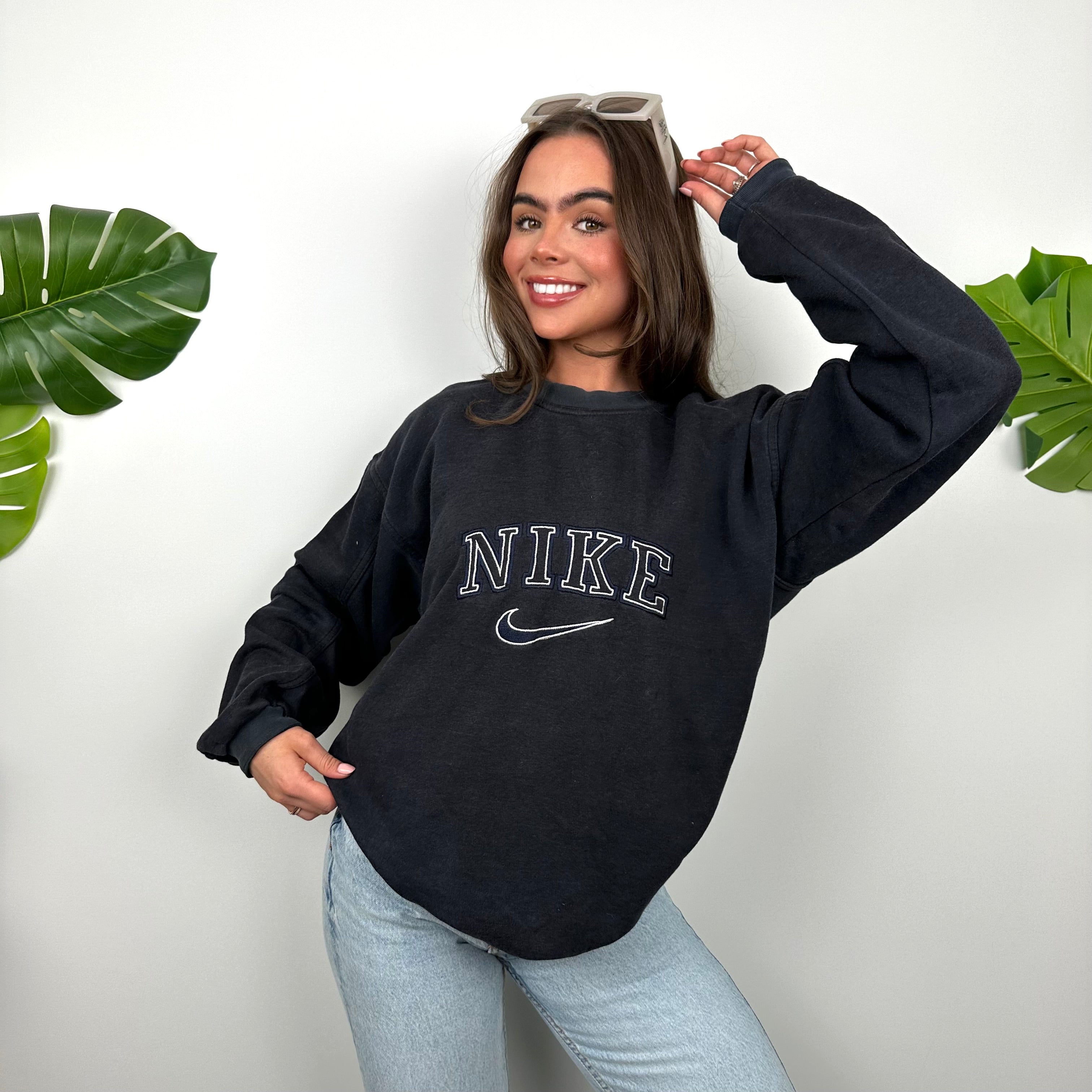 Nike Navy Embroidered Spell Out Sweatshirt (L)