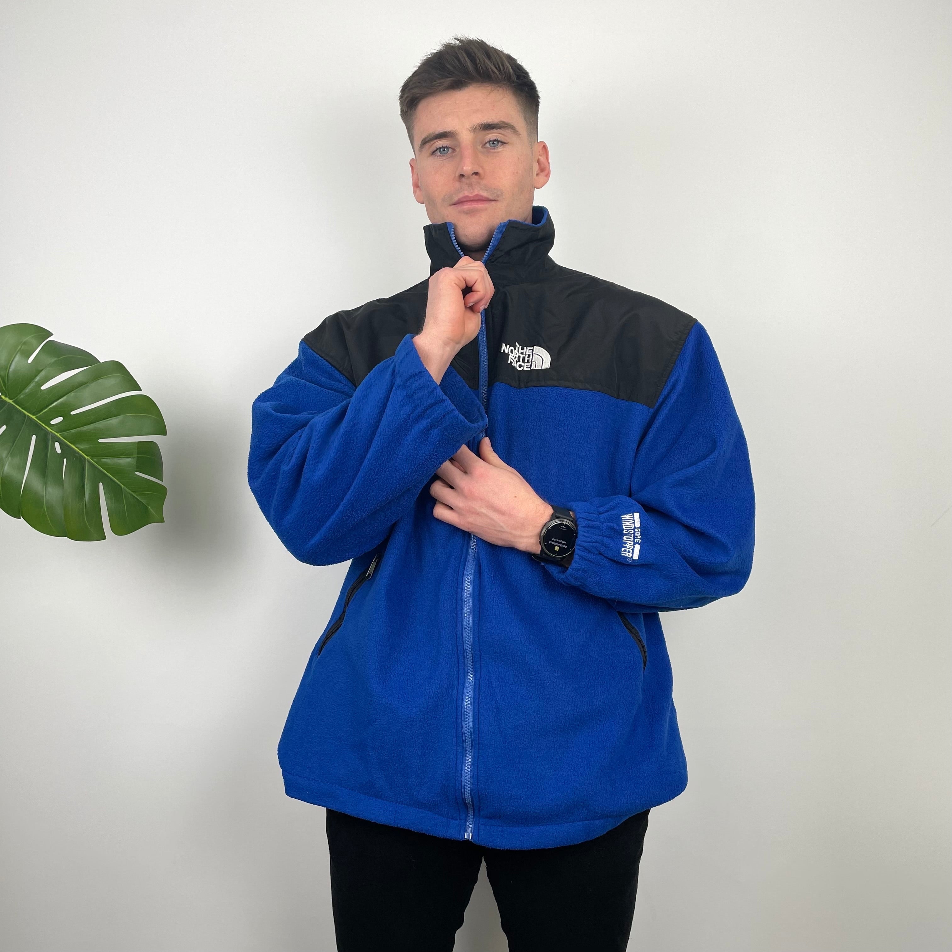 North Face Blue Denali Teddy Bear Fleece Zip Up Jacket (XL)