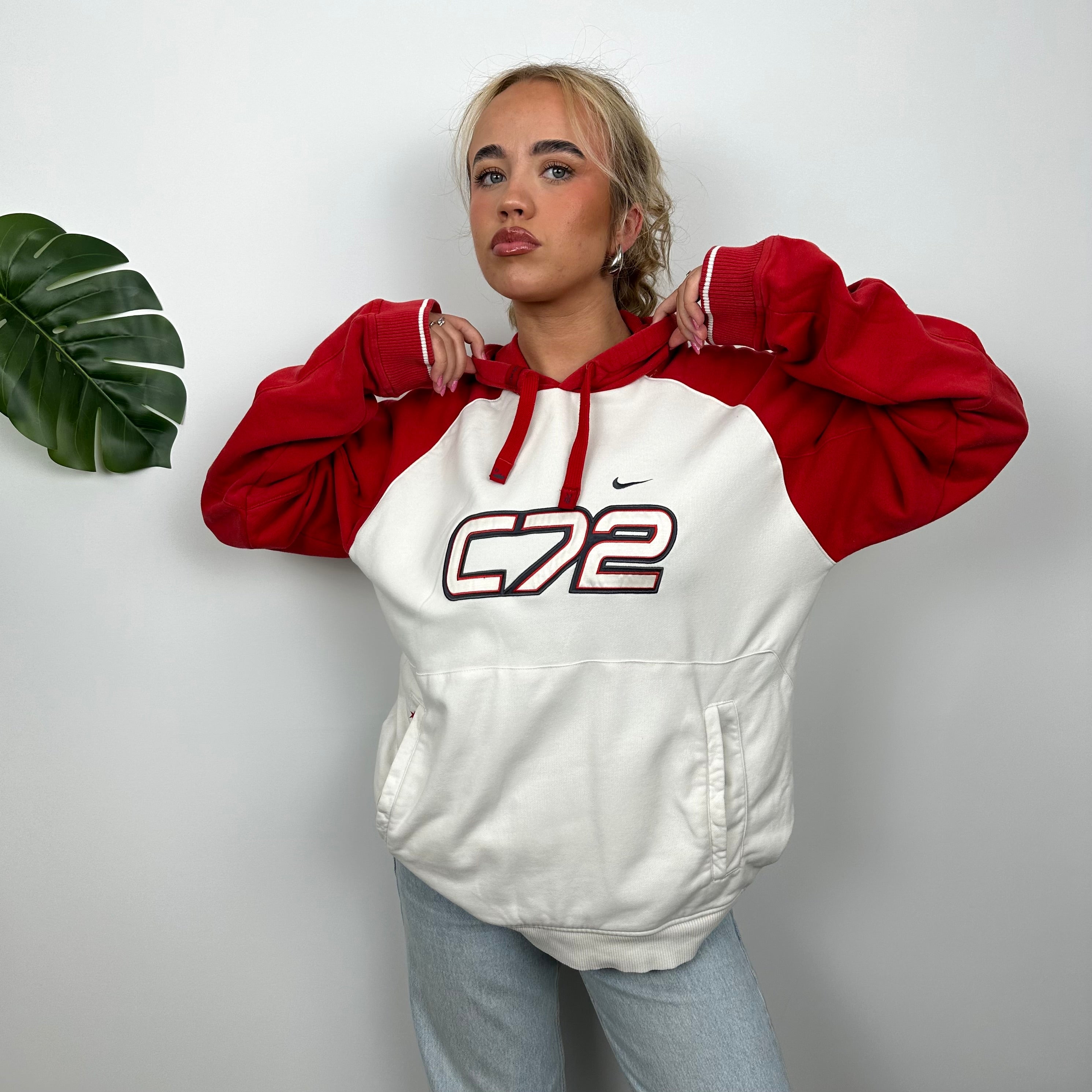 Nike Cortez White Embroidered Spell Out Hoodie (L)