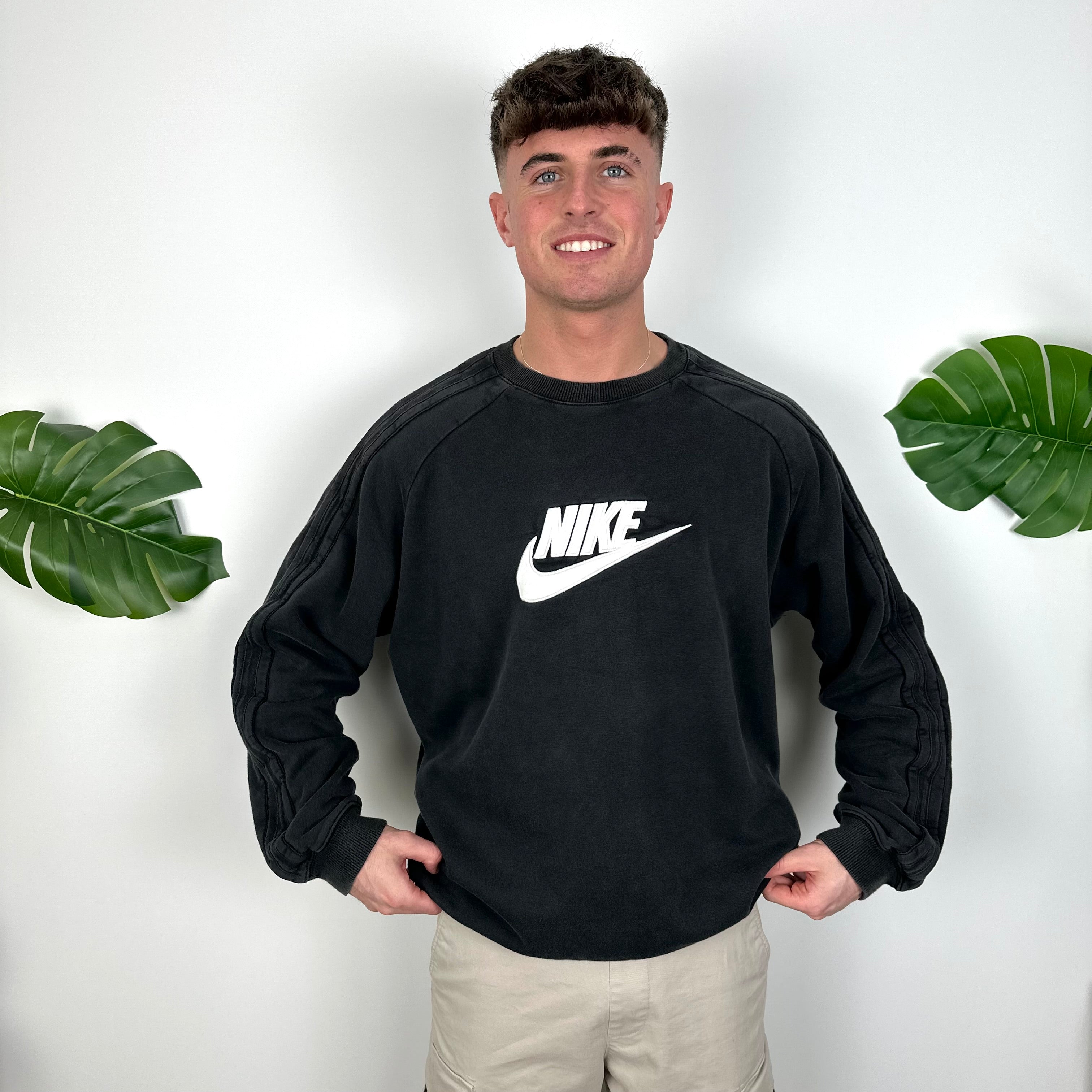 Nike Black Embroidered Spell Out Sweatshirt (XL)