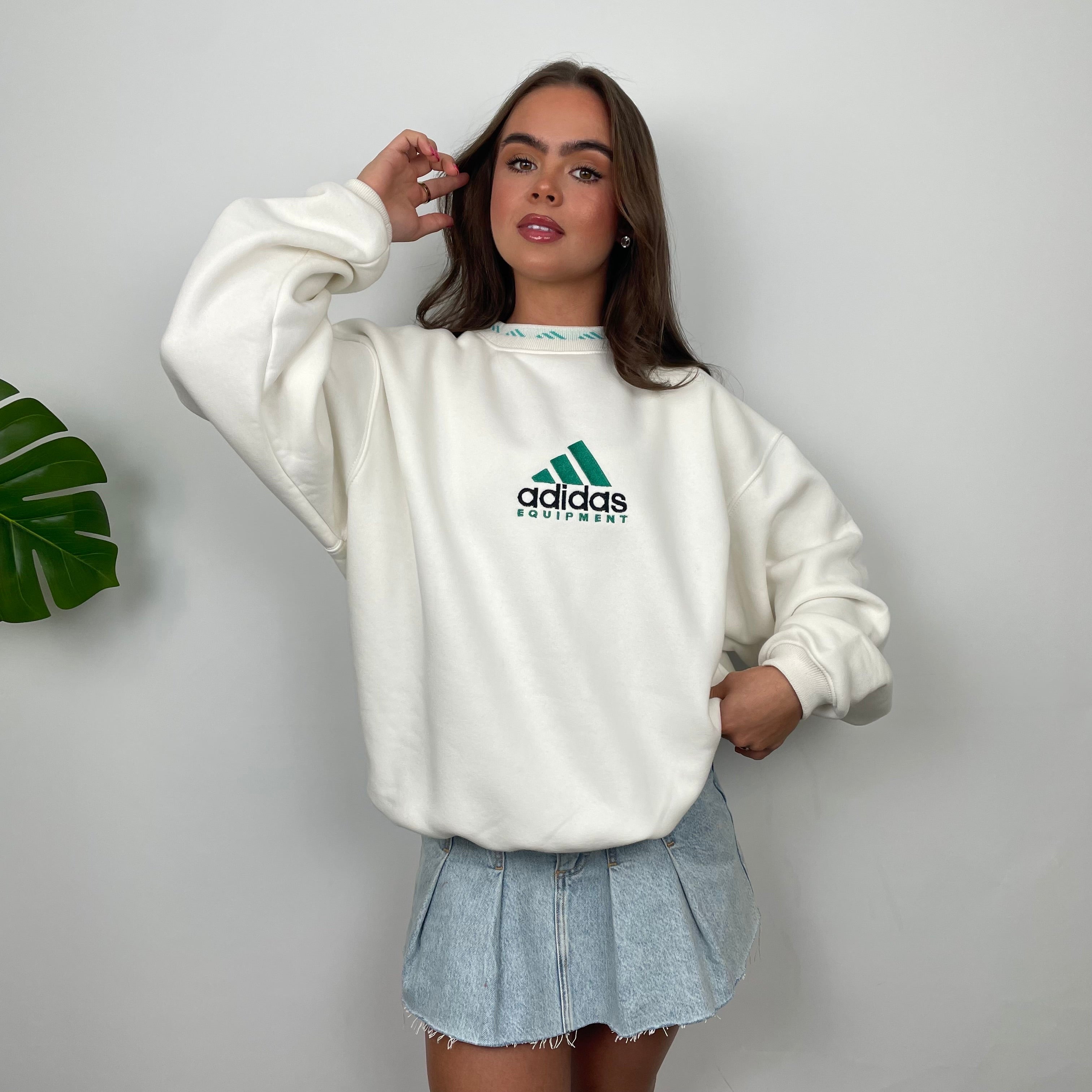 Adidas Equipment White Embroidered Spell Out Sweatshirt (M)