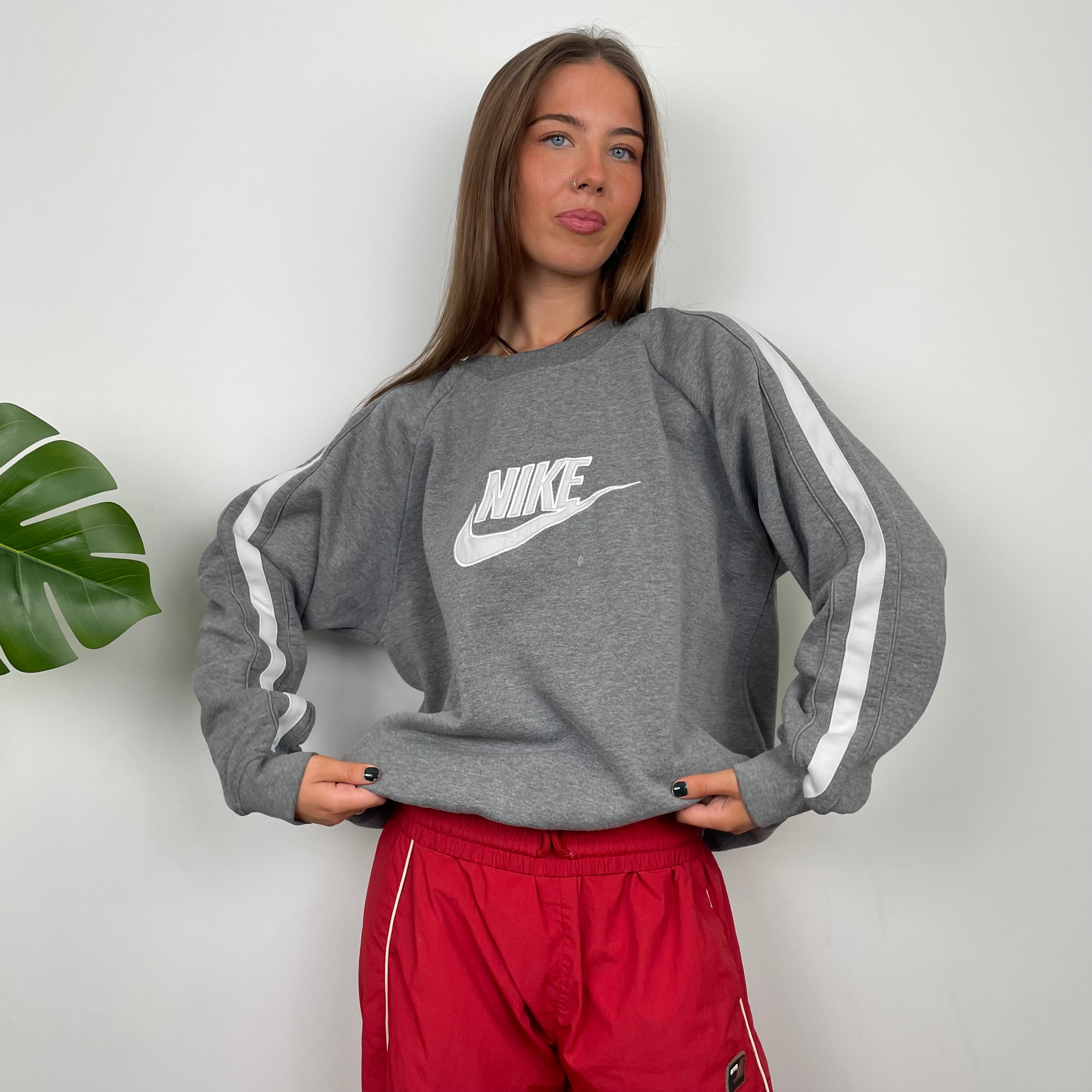 Nike Grey Embroidered Spell Out Sweatshirt (M)