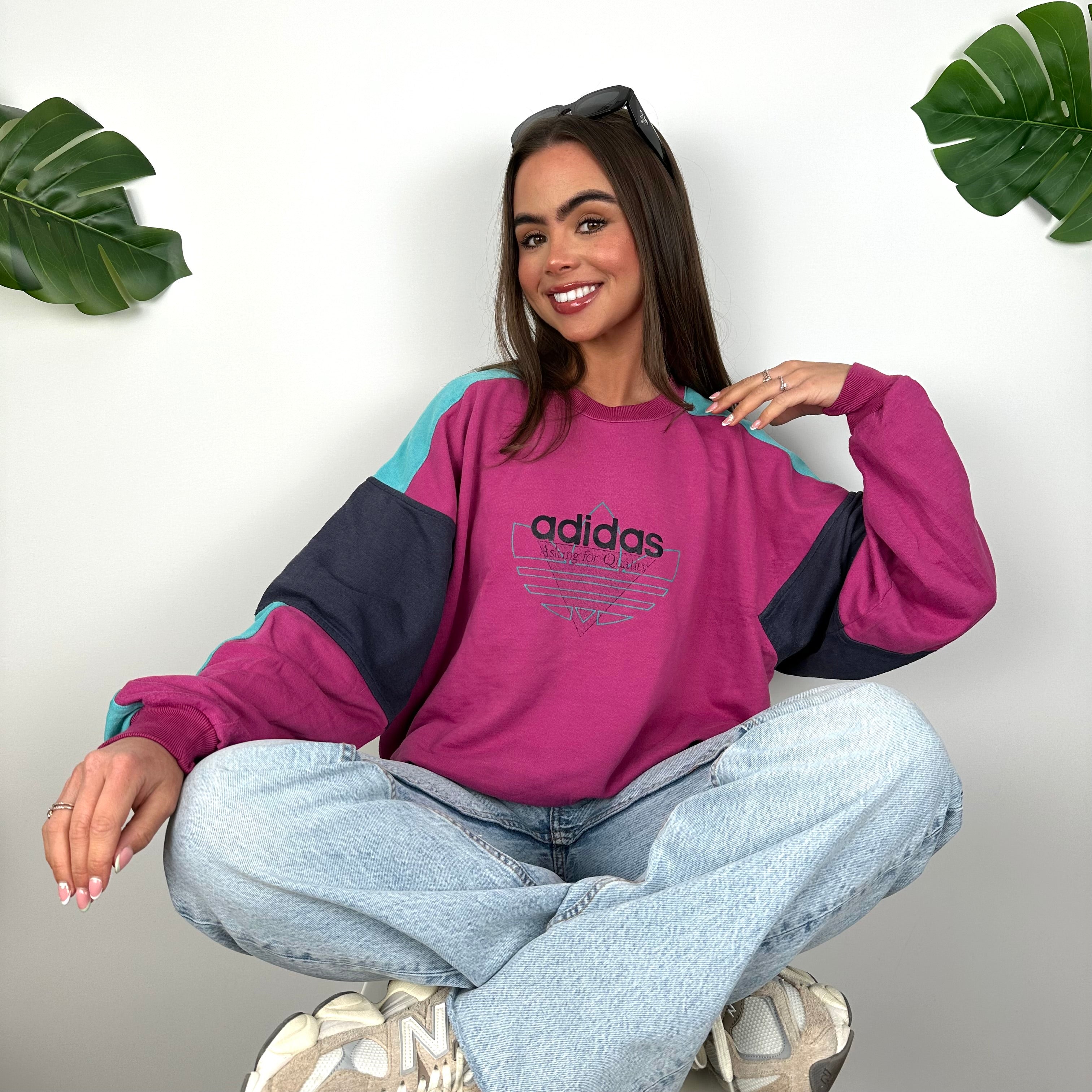 Adidas Pink Spell Out Sweatshirt (M)