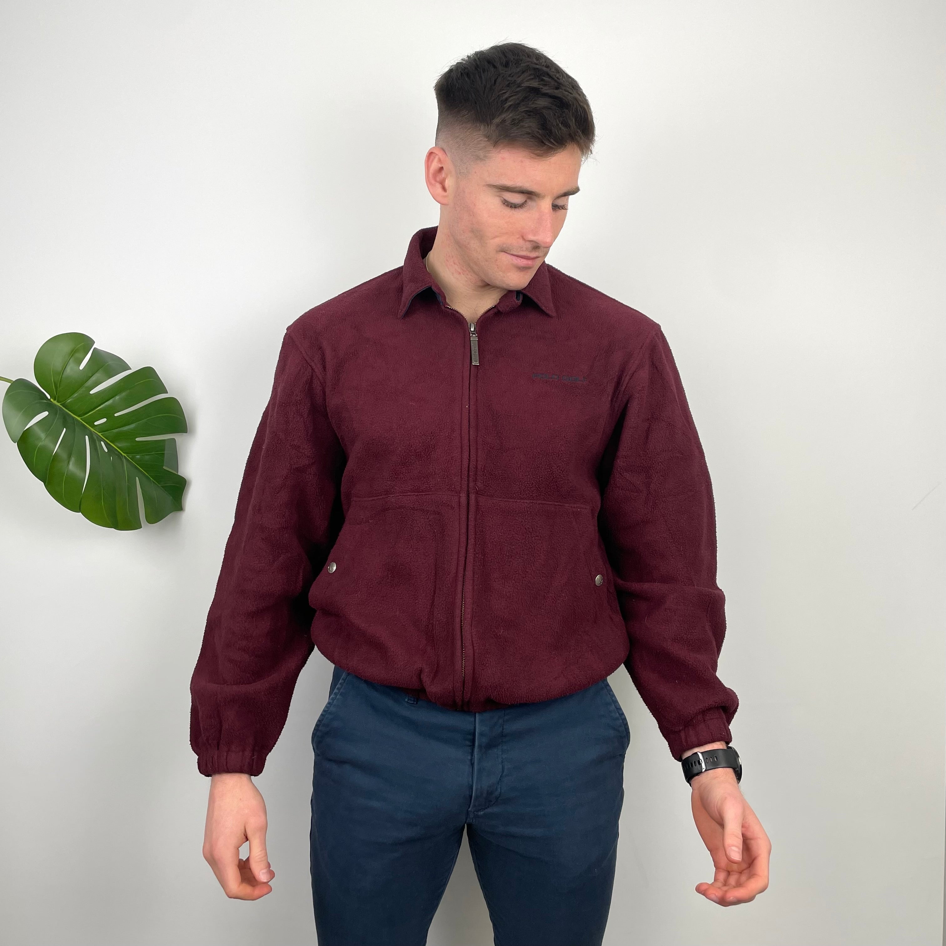 Polo Ralph Lauren Maroon Embroidered Spell Out Fleece Zip Up (M)