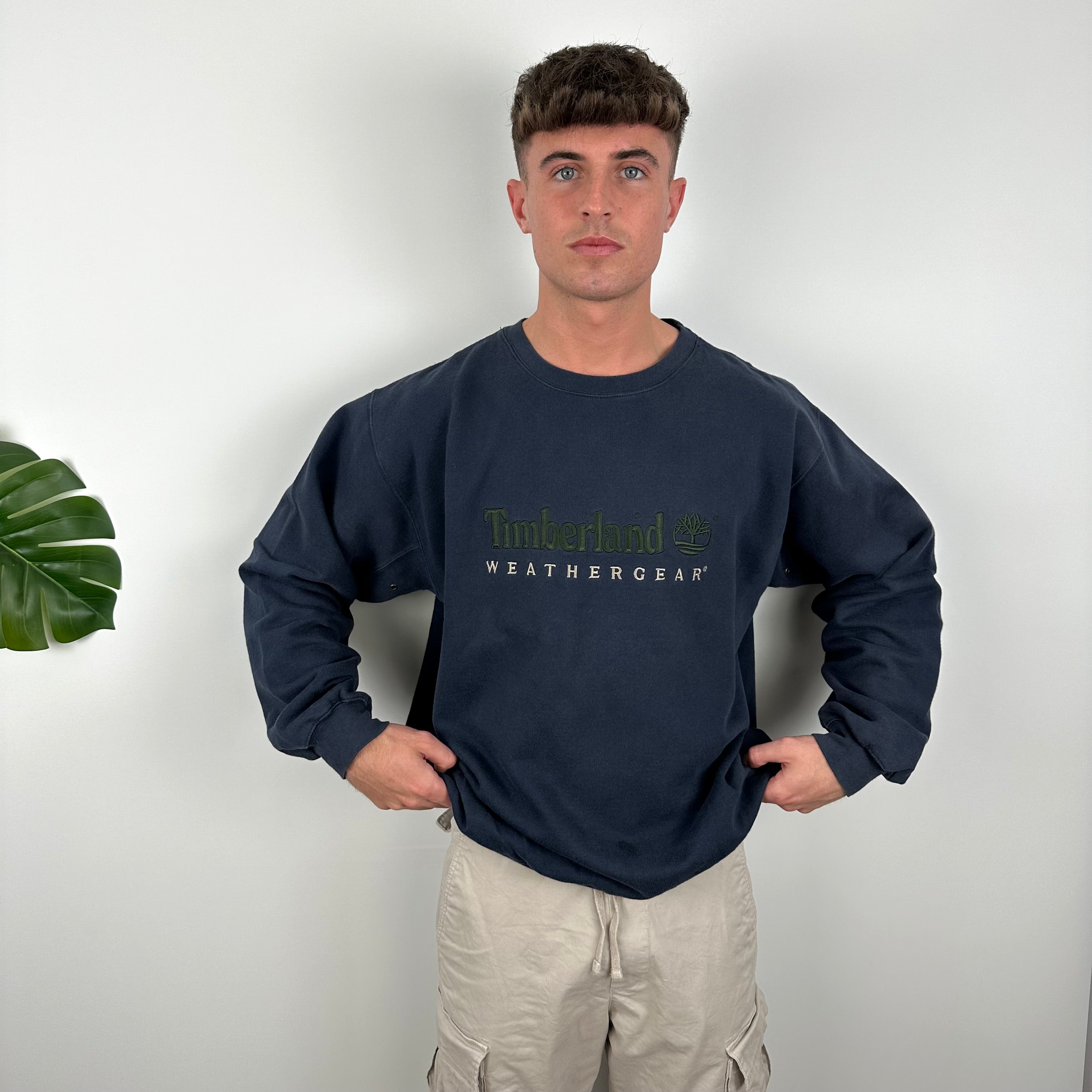 Timberland Navy Embroidered Spell Out Sweatshirt (L)