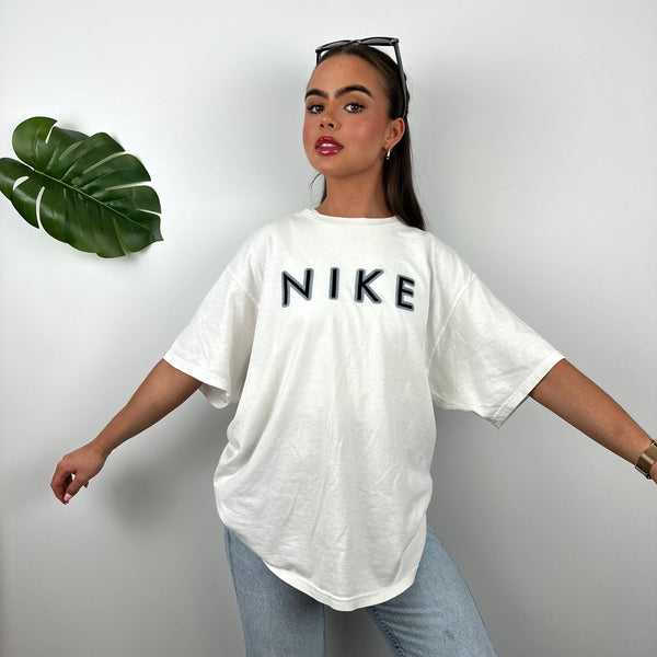 Nike White Embroidered Spell Out T Shirt (M)