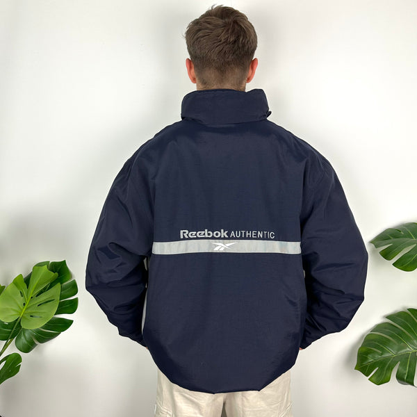 Reebok Navy Embroidered Spell Out Padded Jacket (XL)