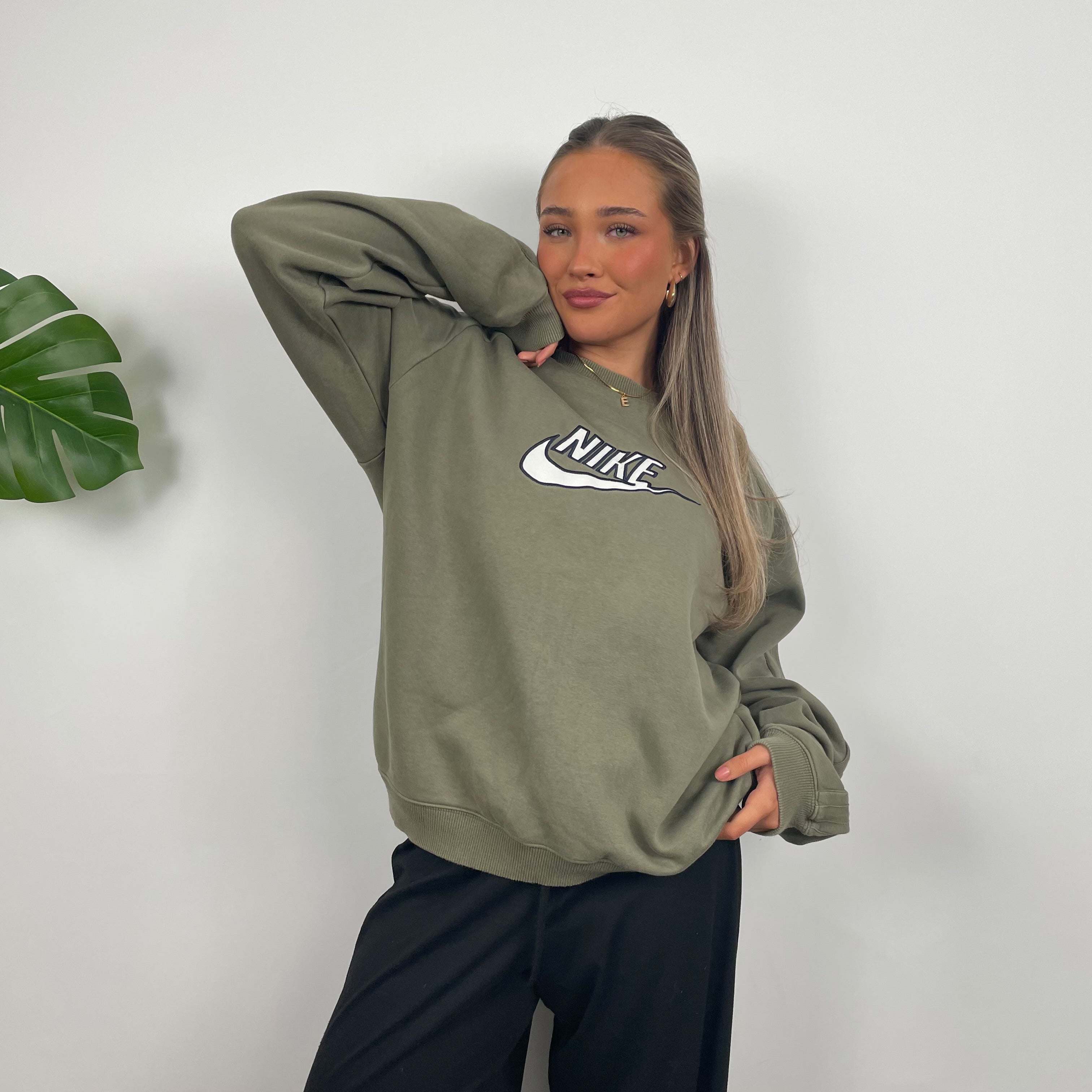 Nike Green Embroidered Spell Out Sweatshirt (M)