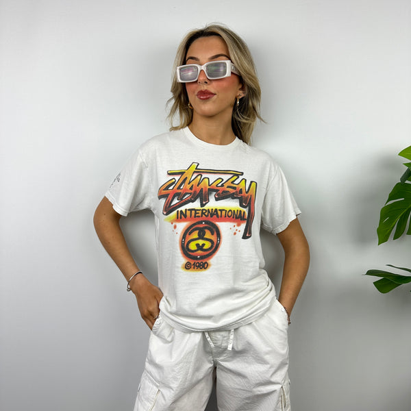 Stussy International RARE White Spell Out T Shirt (S)