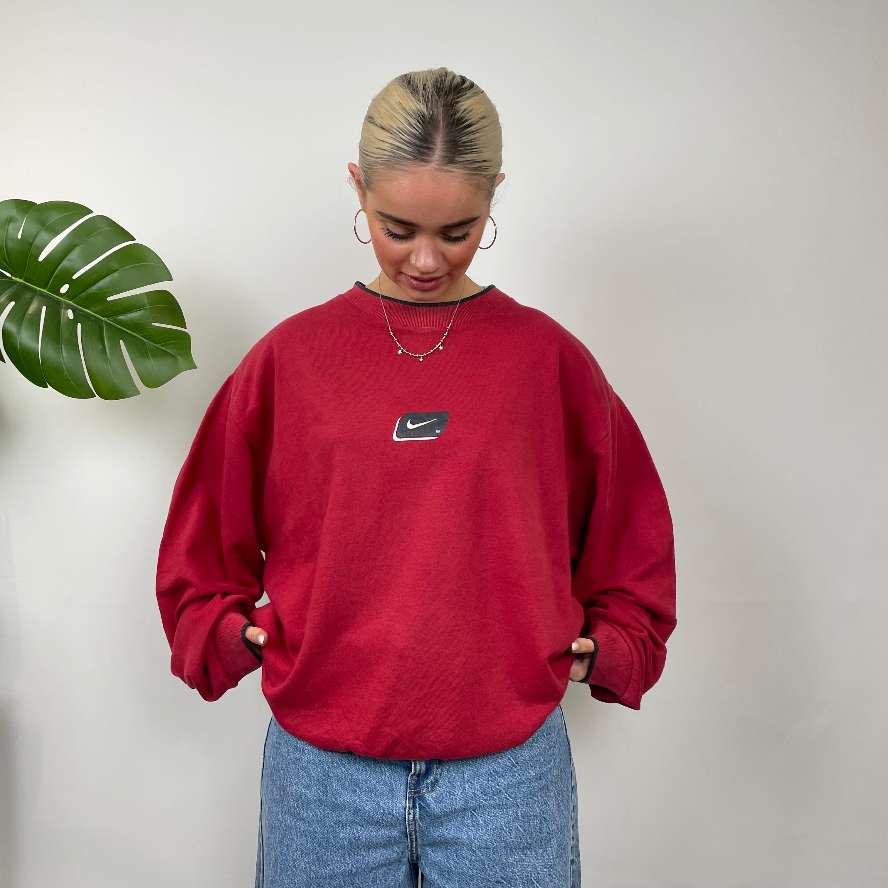 Nike Red Embroidered Swoosh Sweatshirt (M)