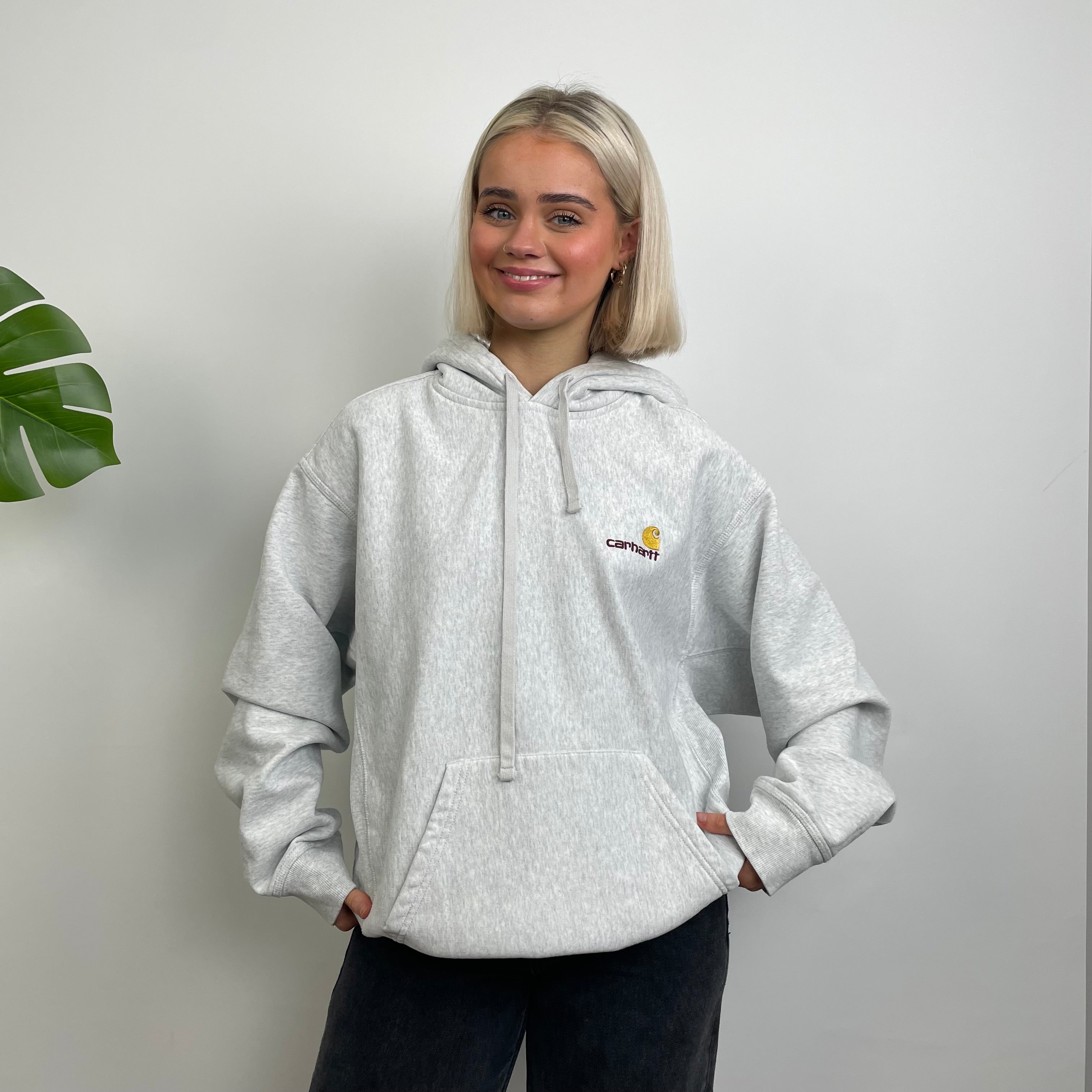 Carhartt RARE Grey Embroidered Spell Out Hoodie (L)