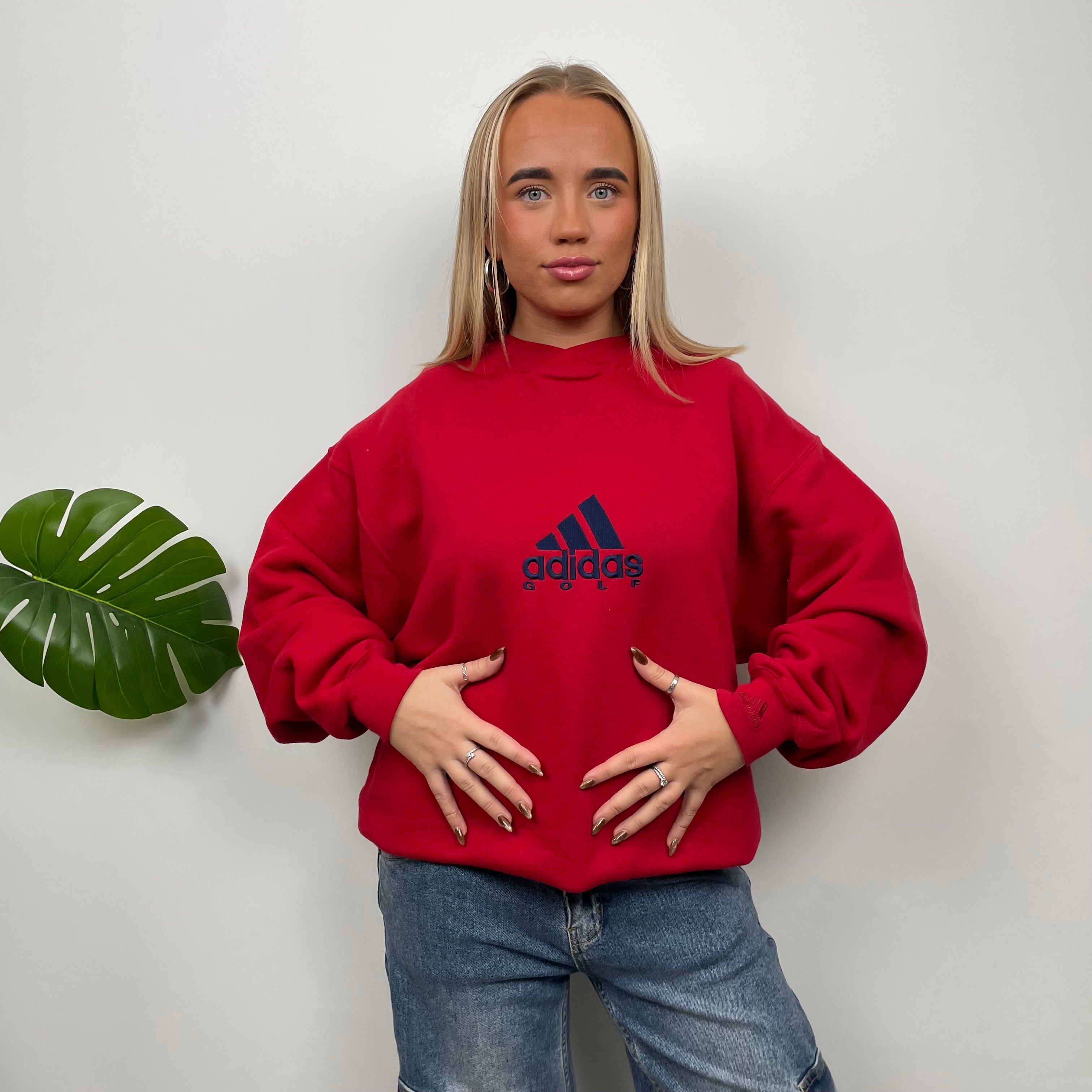 Adidas Golf RARE Red Embroidered Spell Out Sweatshirt (L)