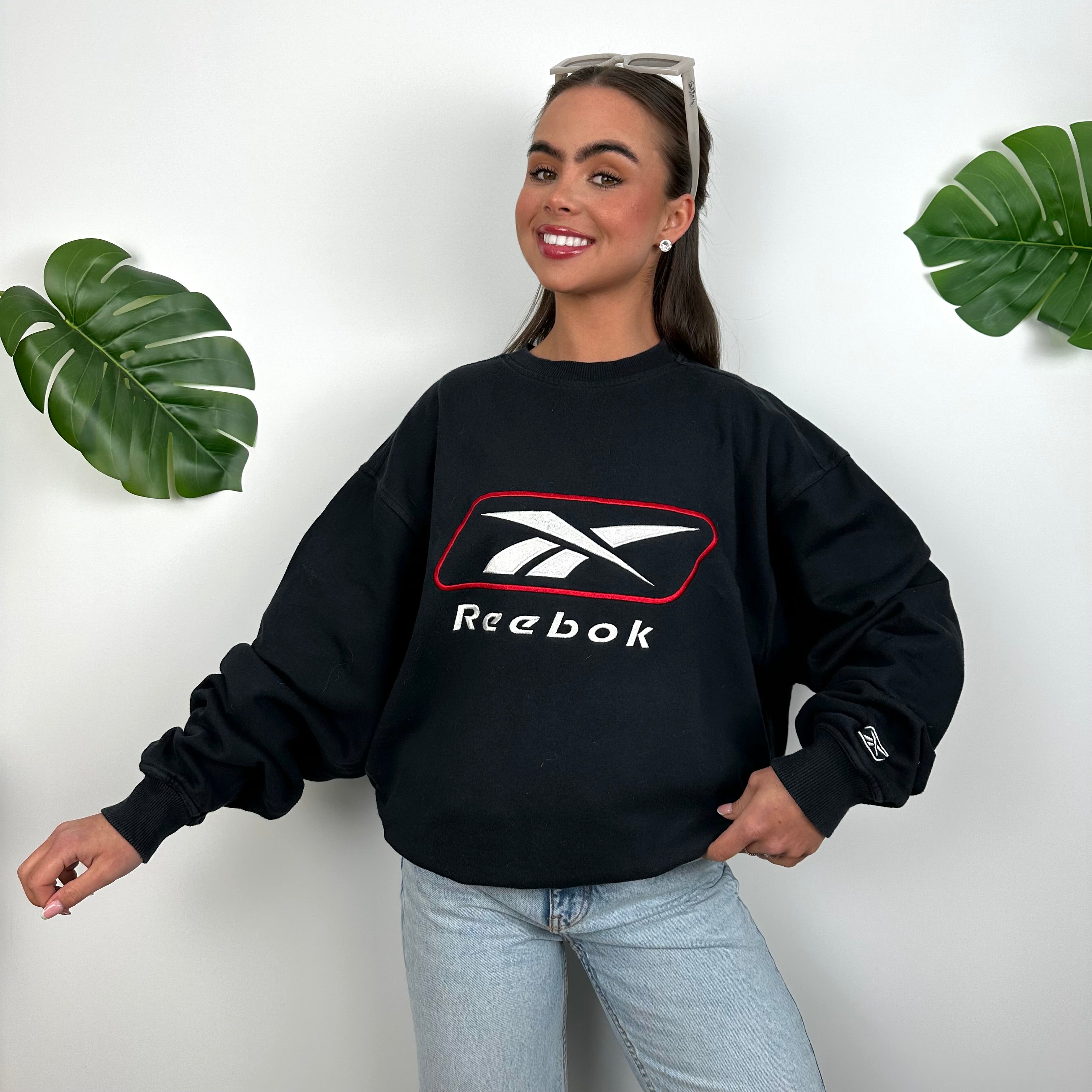 Reebok Navy Embroidered Spell Out Sweatshirt (XL)