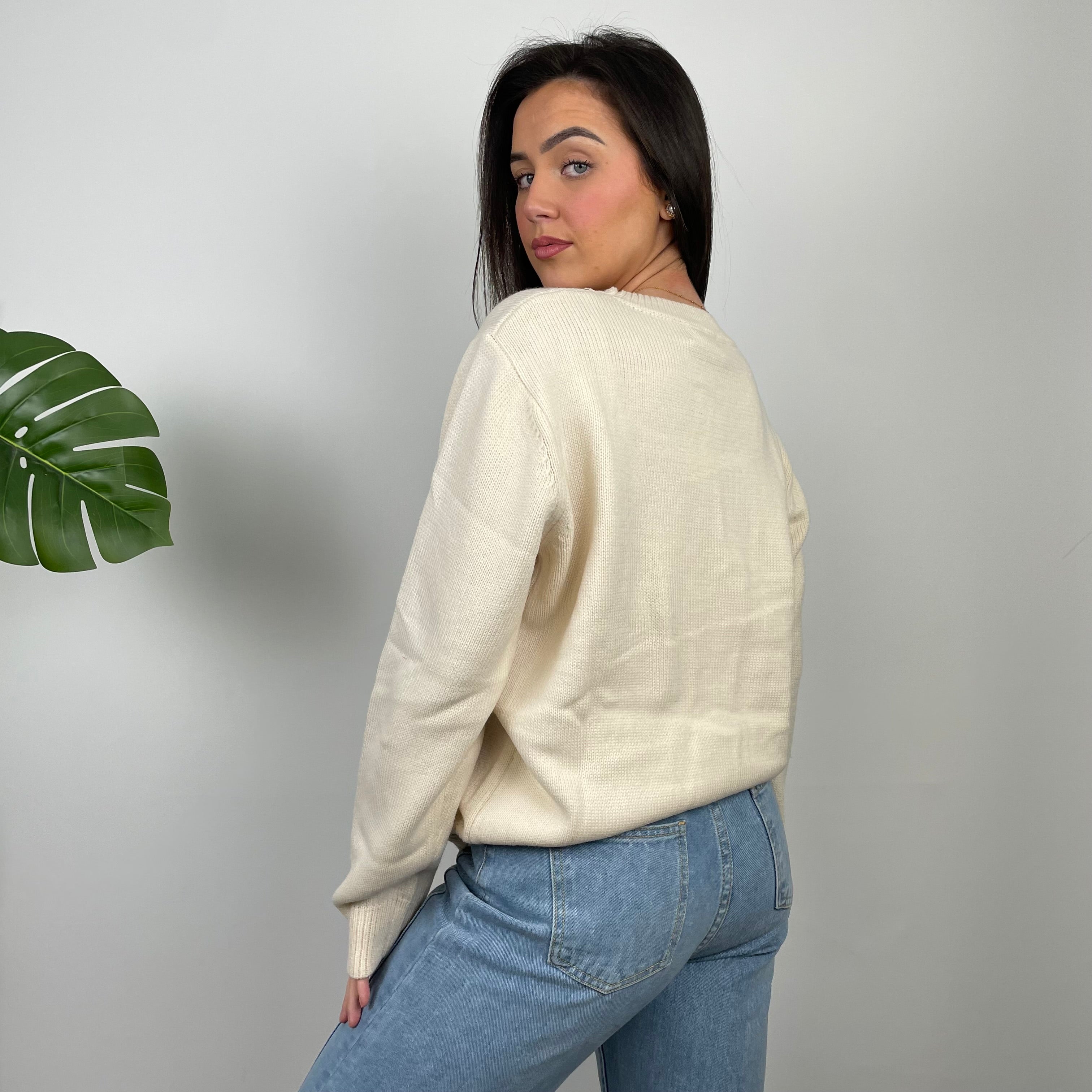 Polo Ralph Lauren Cream Embroidered Spell Out Knitted Sweater (M)