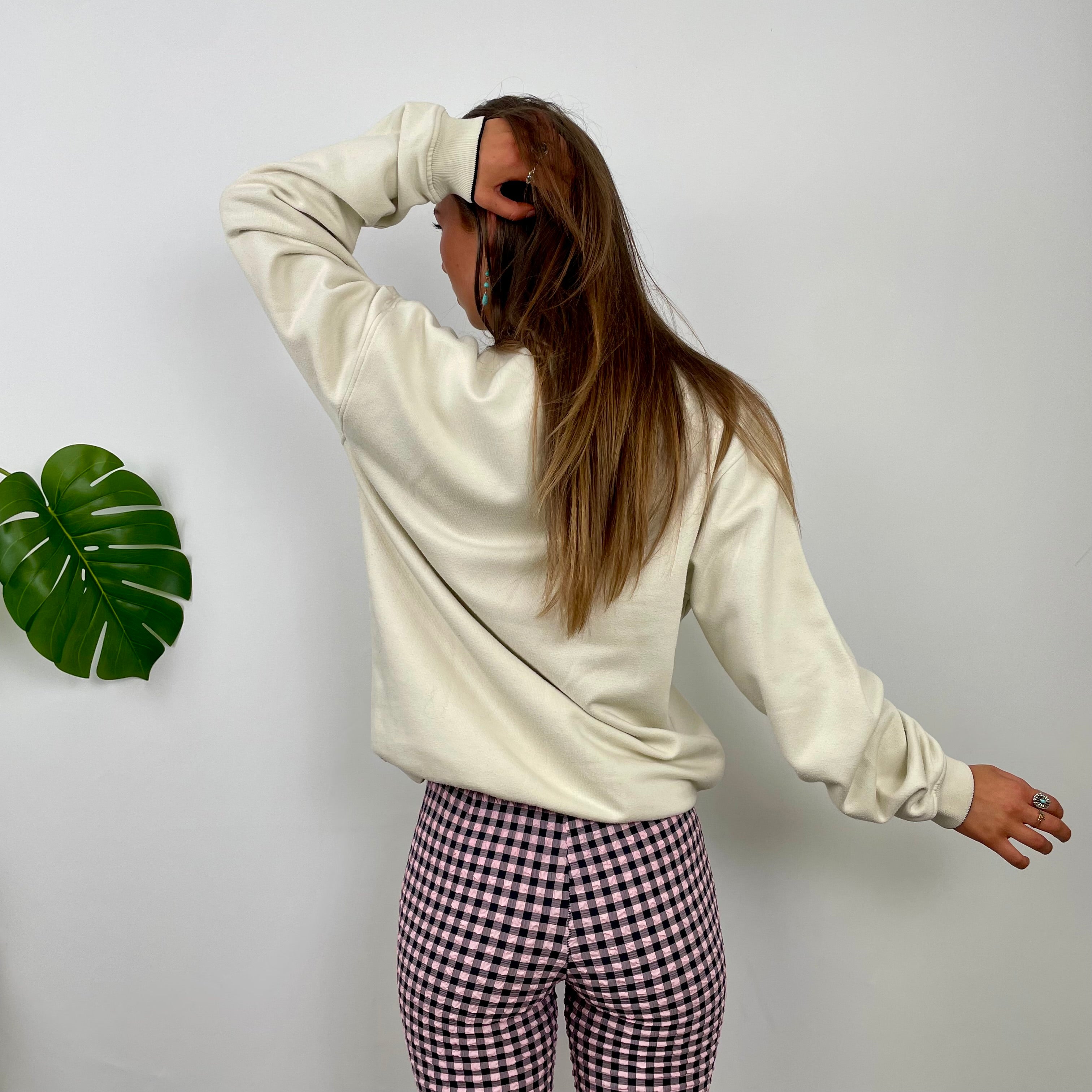 Nike White Embroidered Swoosh Sweatshirt (L)