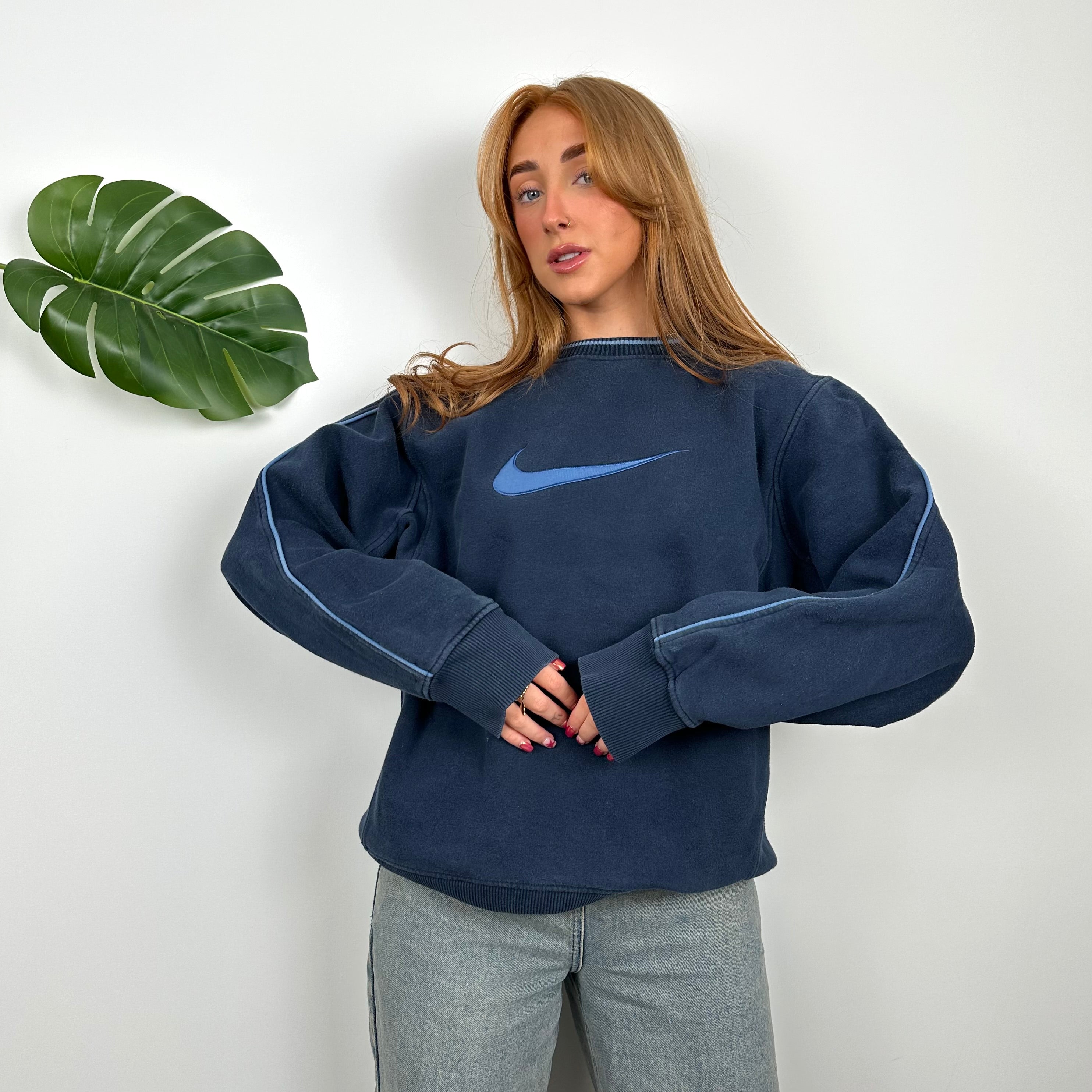 Nike Navy Embroidered Swoosh Sweatshirt (M)