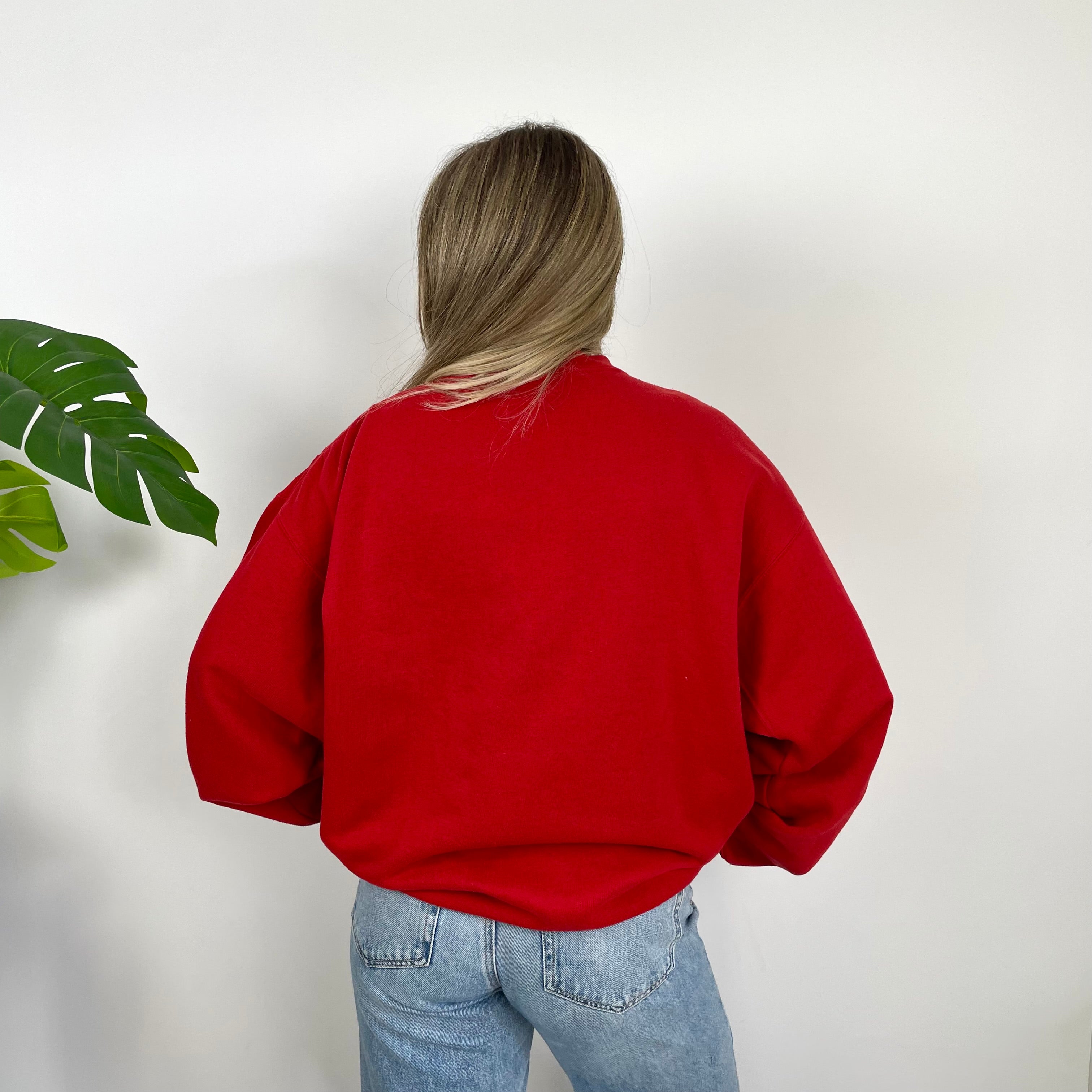 Timberland Red Embroidered Spell Out Sweatshirt (L)