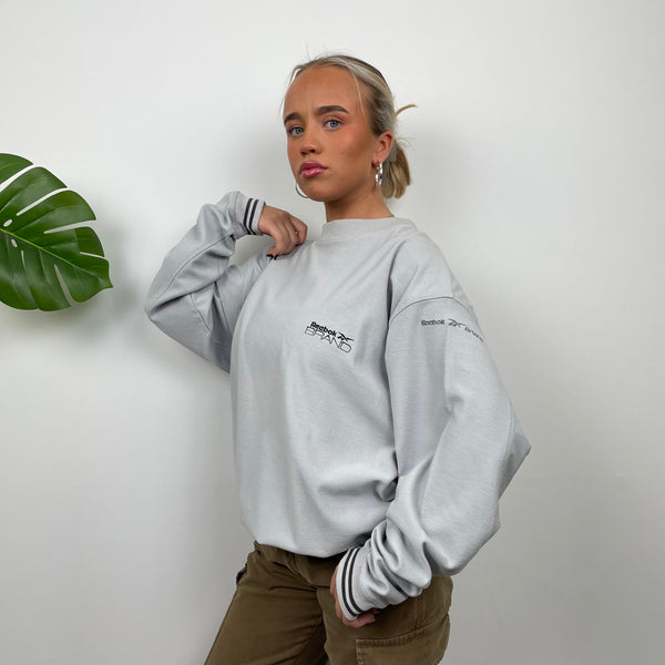 Reebok Brand Grey Embroidered Spell Out Sweatshirt (XXL)