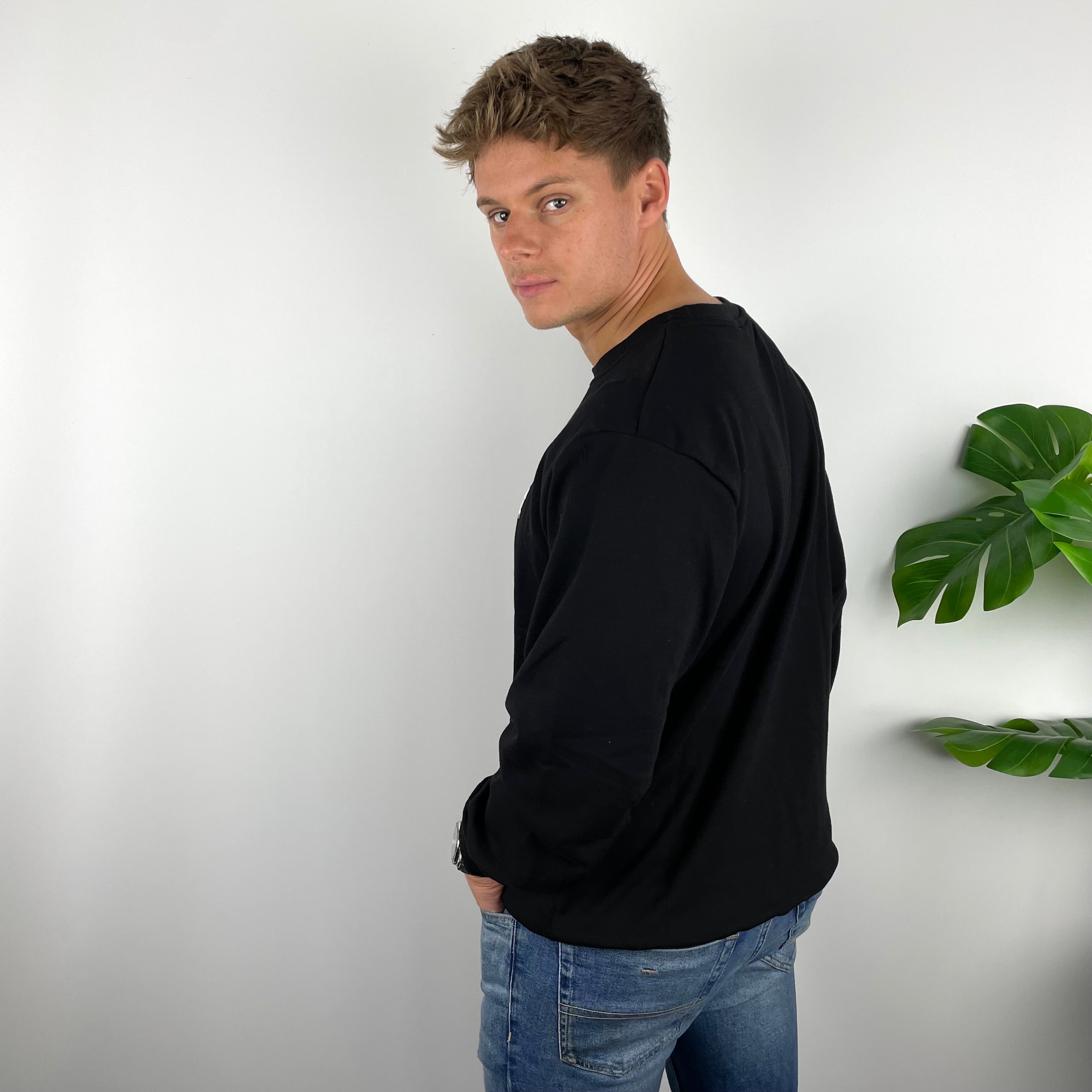 Carhartt RARE Black Embroidered Spell Out Sweatshirt (L)