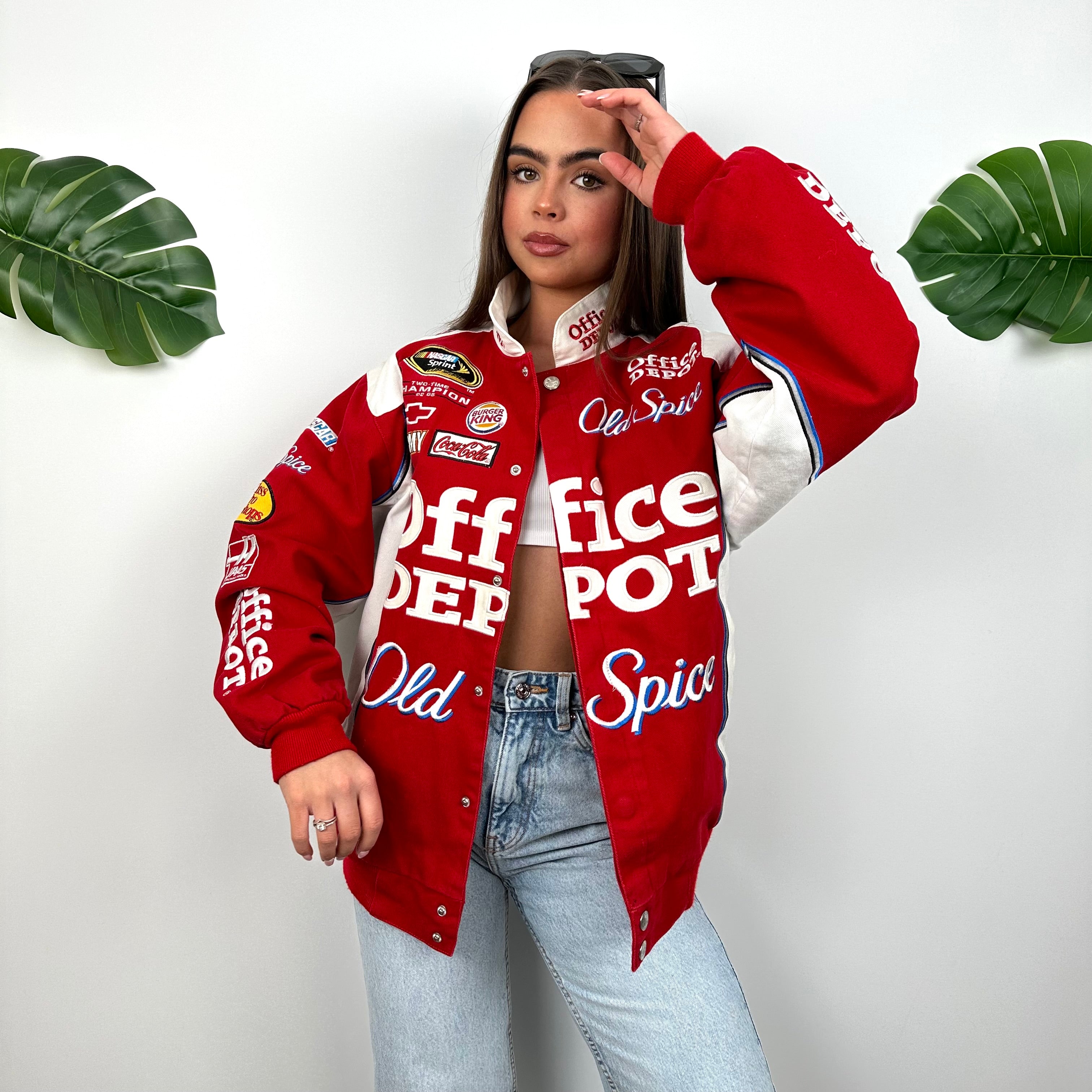 Office Depot X Old Spice Red & White NASCAR Racing Jacket (M)