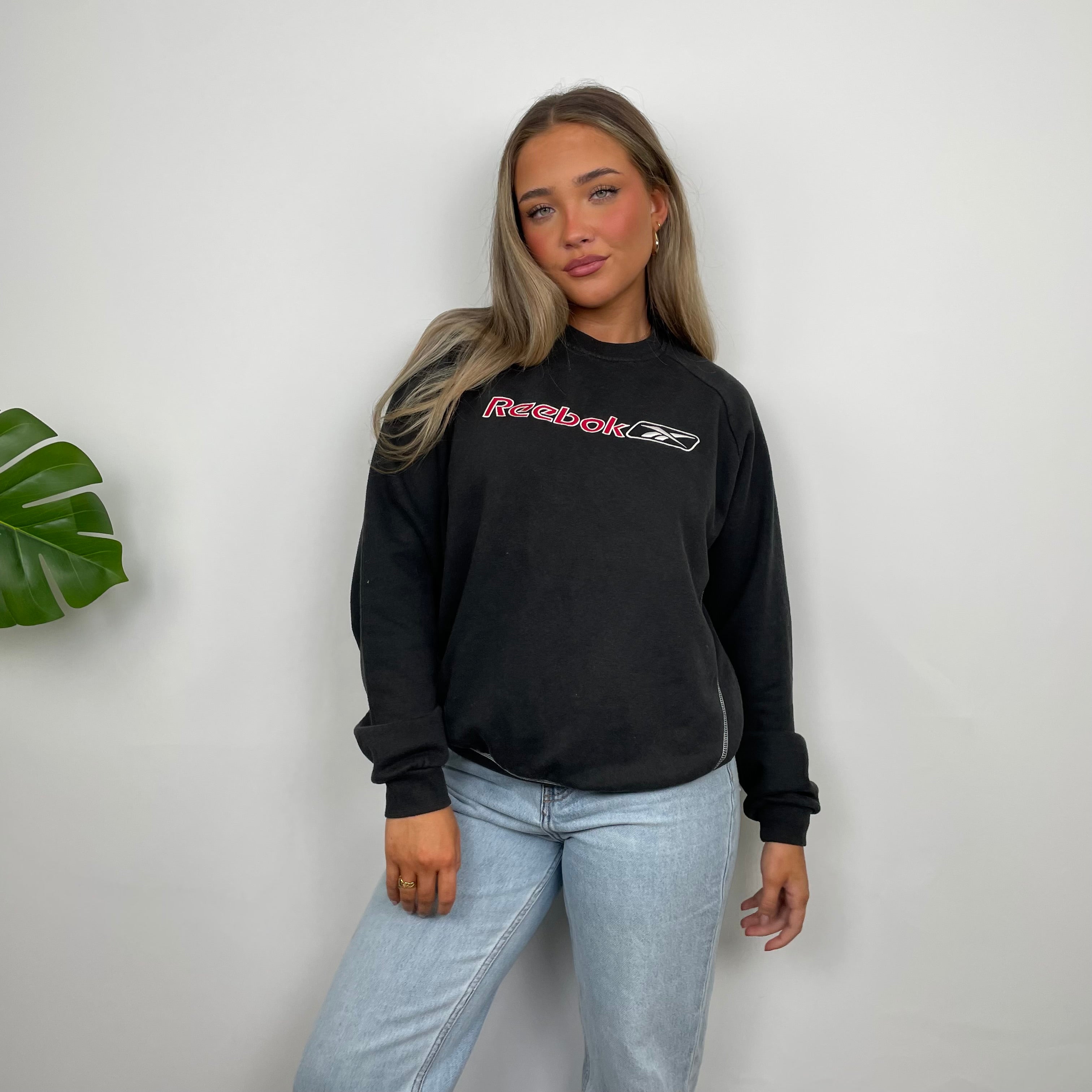 Reebok Black Embroidered Spell Out Sweatshirt (S)