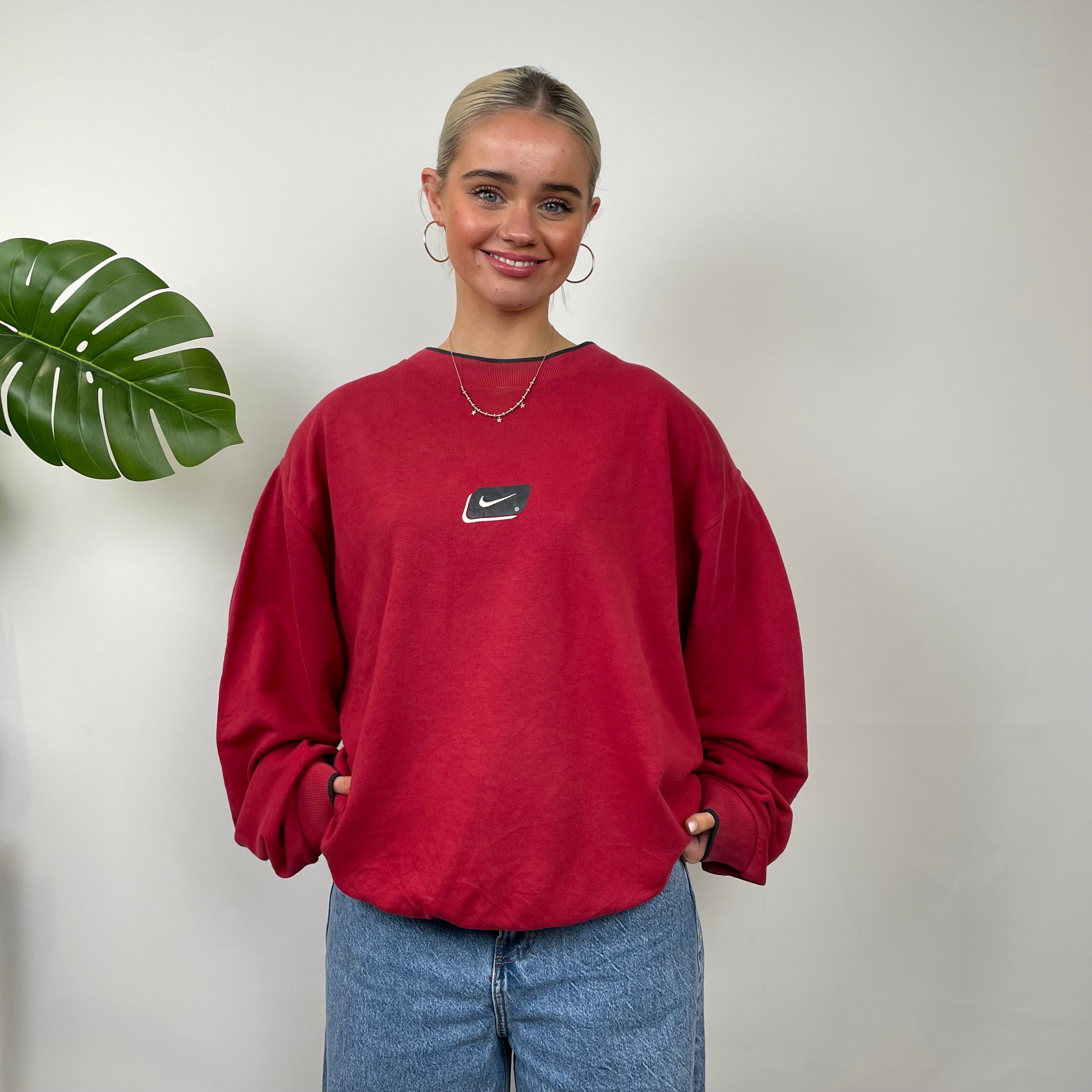 Nike Red Embroidered Swoosh Sweatshirt (M)