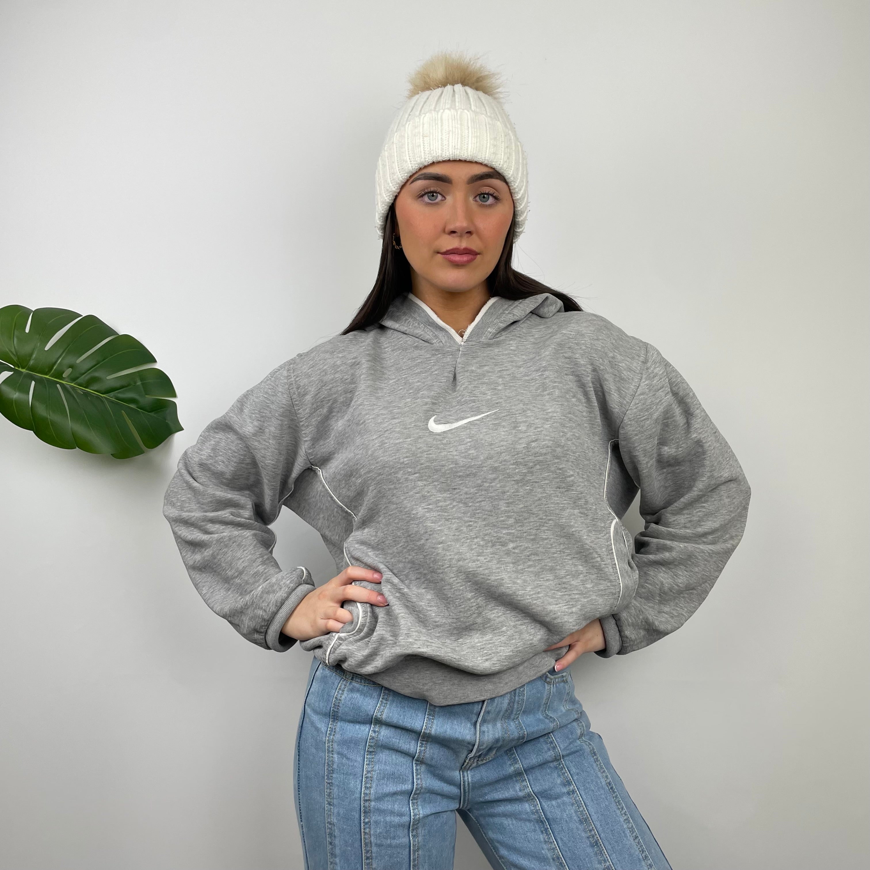 Nike Grey Embroidered Centre Swoosh Hoodie (S)