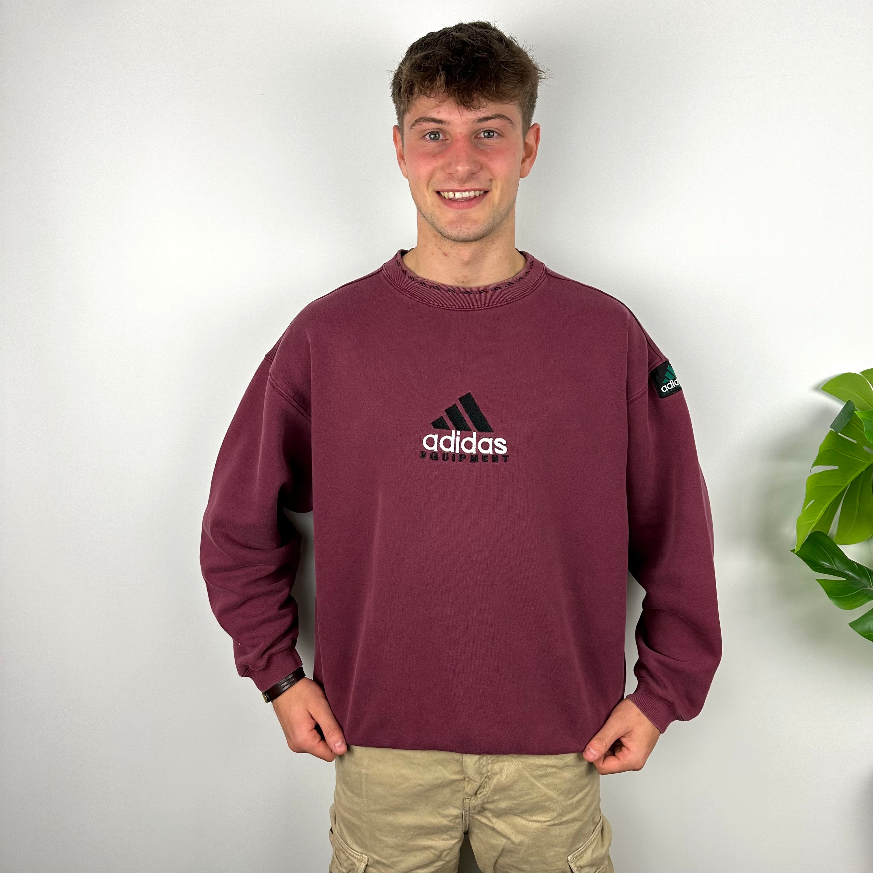 Adidas Equipment RARE Maroon Embroidered Spell Out Sweatshirt (L)