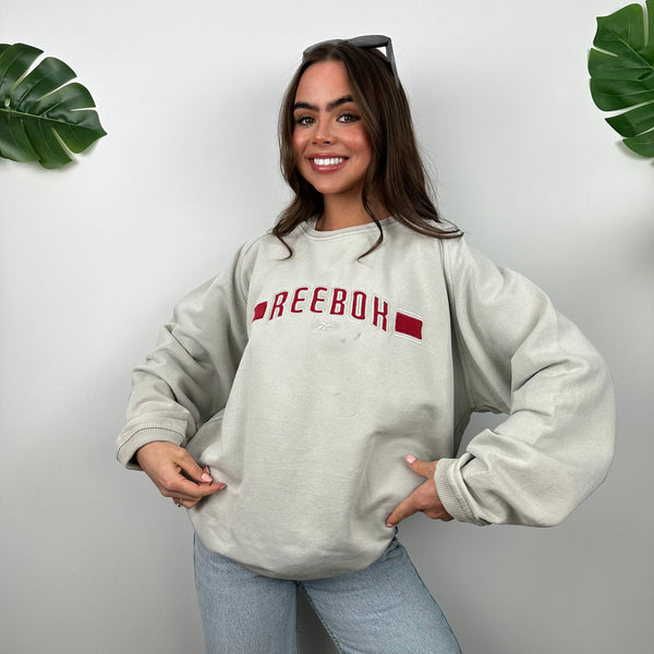 Reebok Grey Embroidered Spell Out Sweatshirt (L)