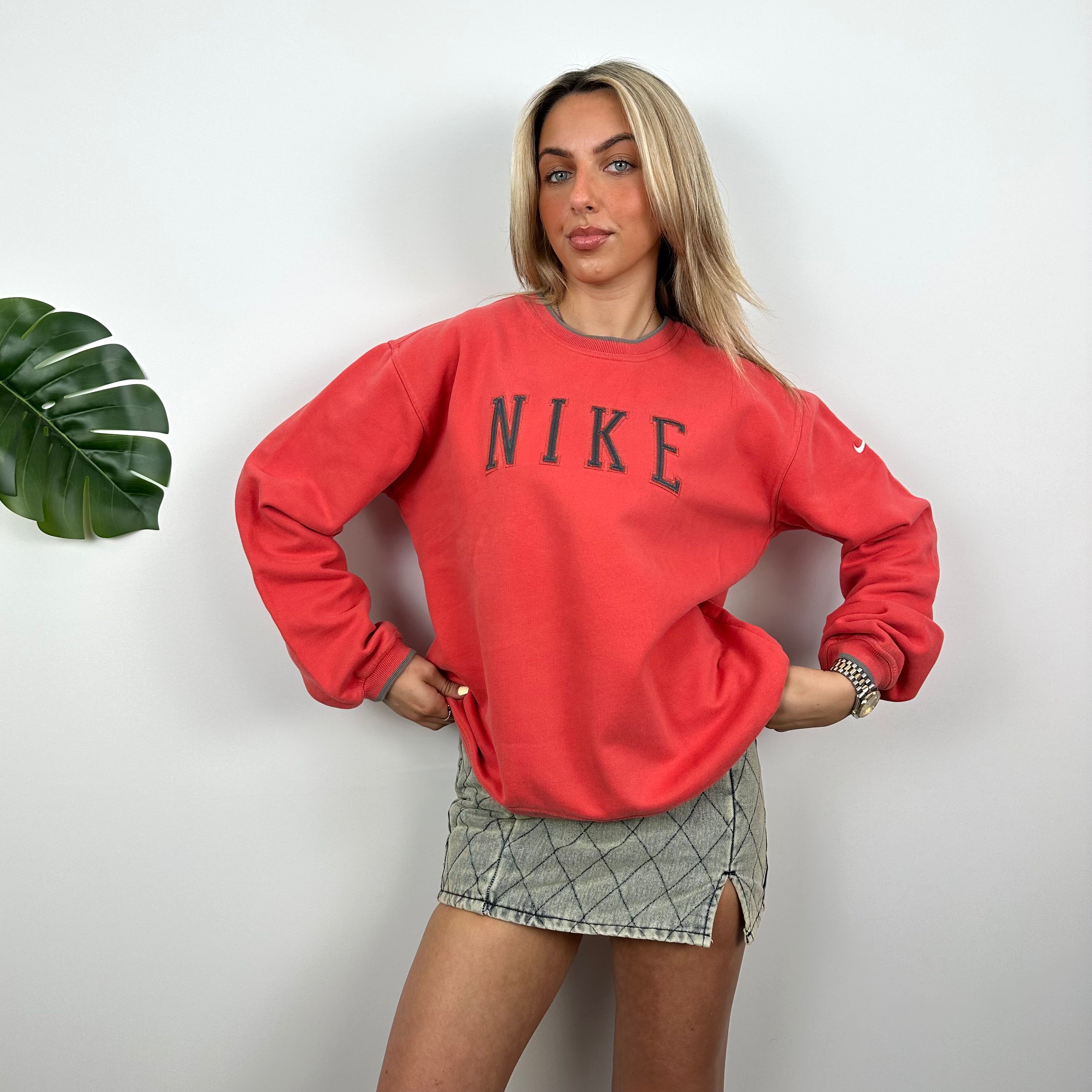 Nike Red Embroidered Spell Out Sweatshirt (M)