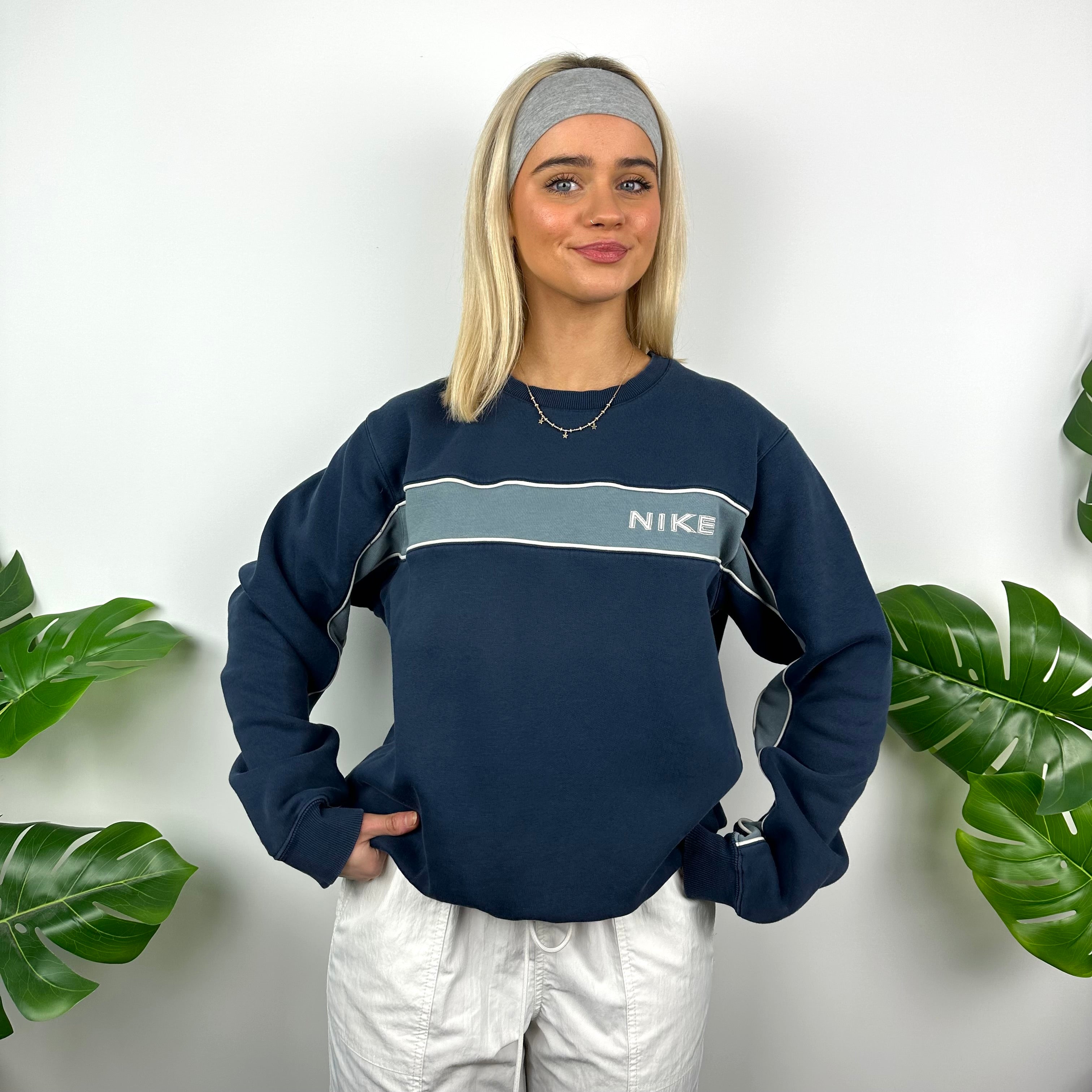 Nike Navy Embroidered Spell Out Sweatshirt (S)