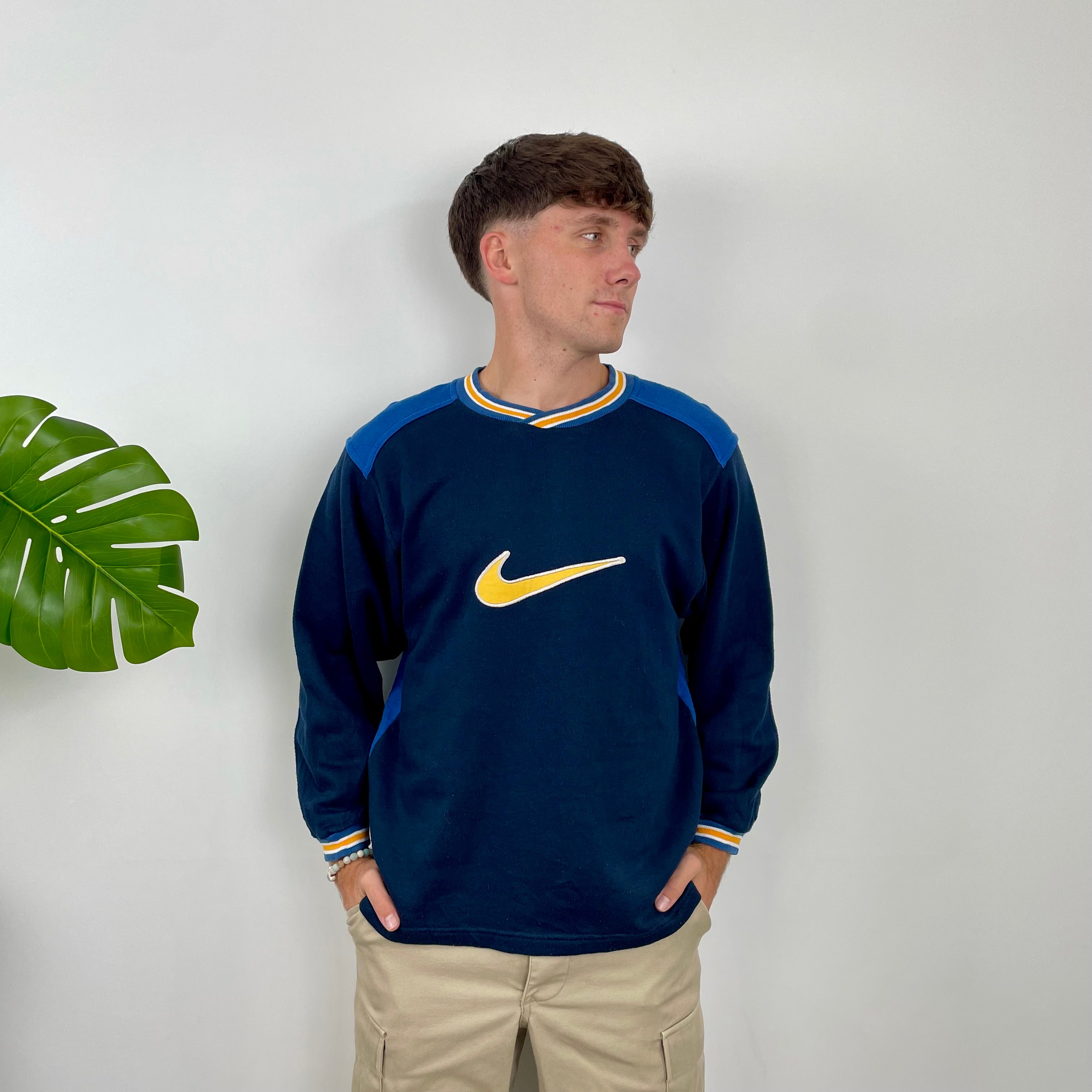 Nike RARE Blue Embroidered Swoosh Sweatshirt (S)
