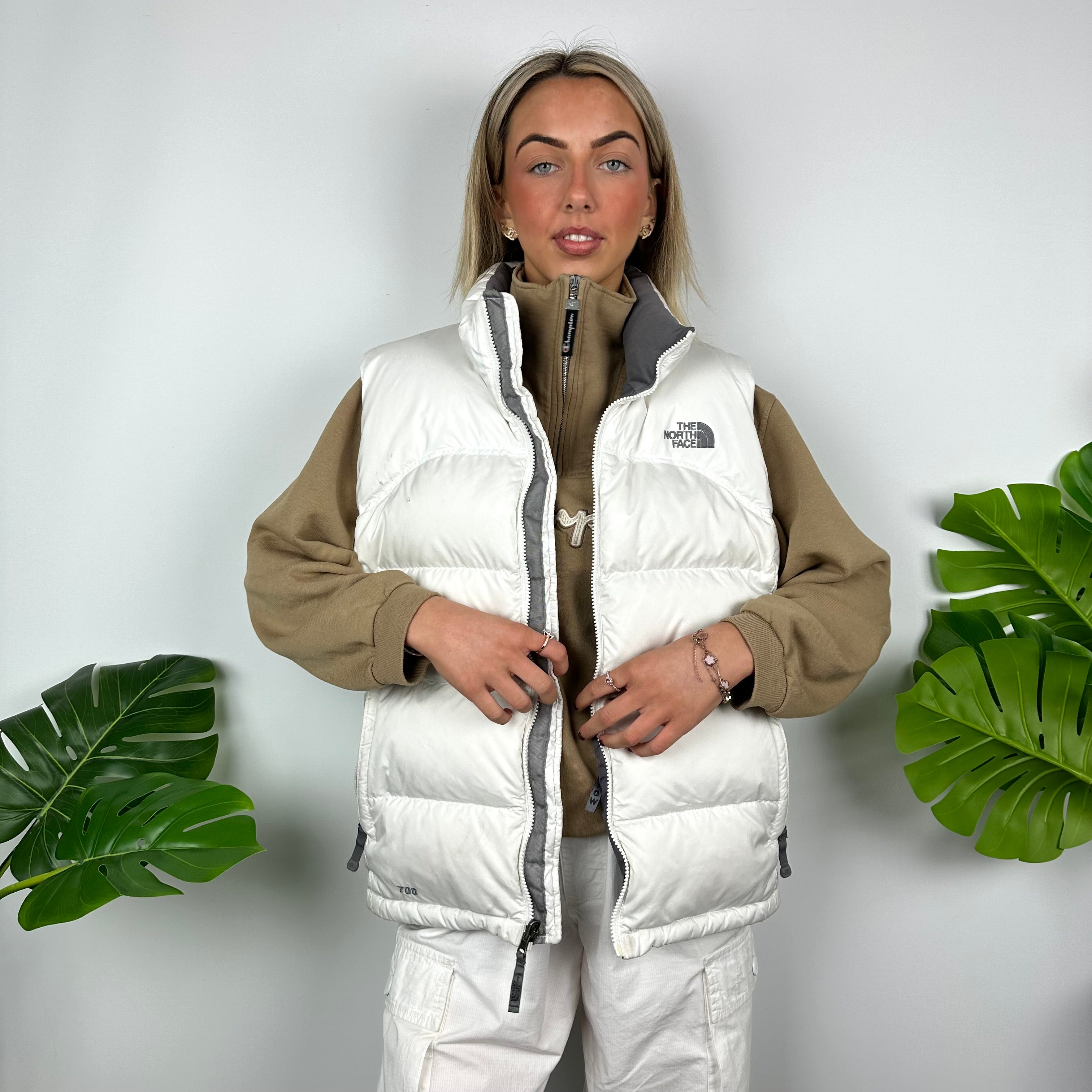 The North Face White Nuptse 700 Puffer Gilet (L)
