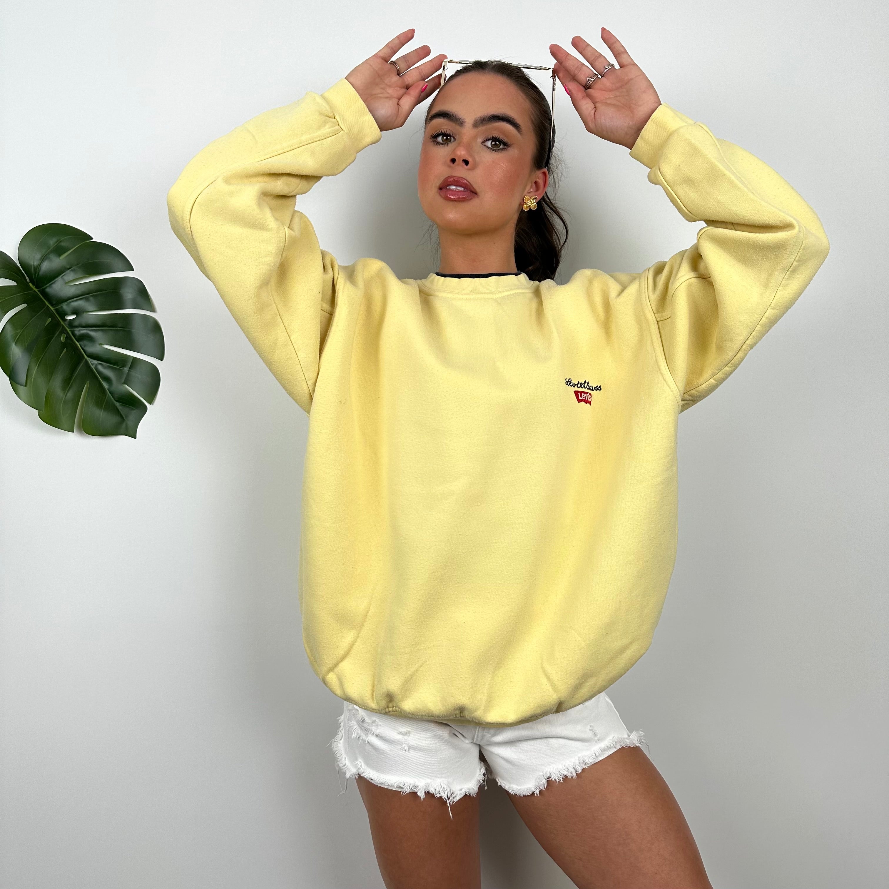 Levi’s Yellow Embroidered Spell Out Sweatshirt (L)