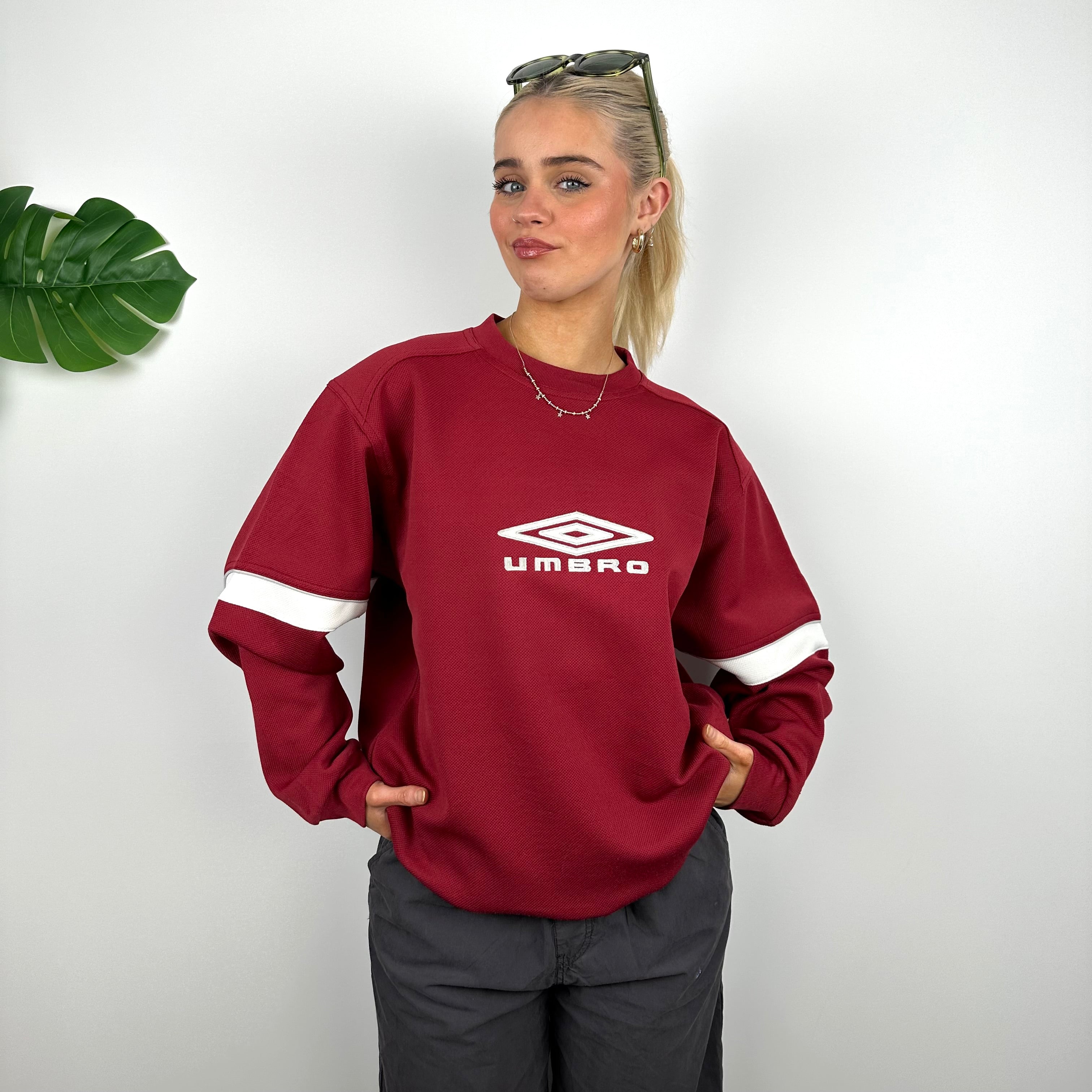 Umbro Red Embroidered Spell Out Sweatshirt (M)