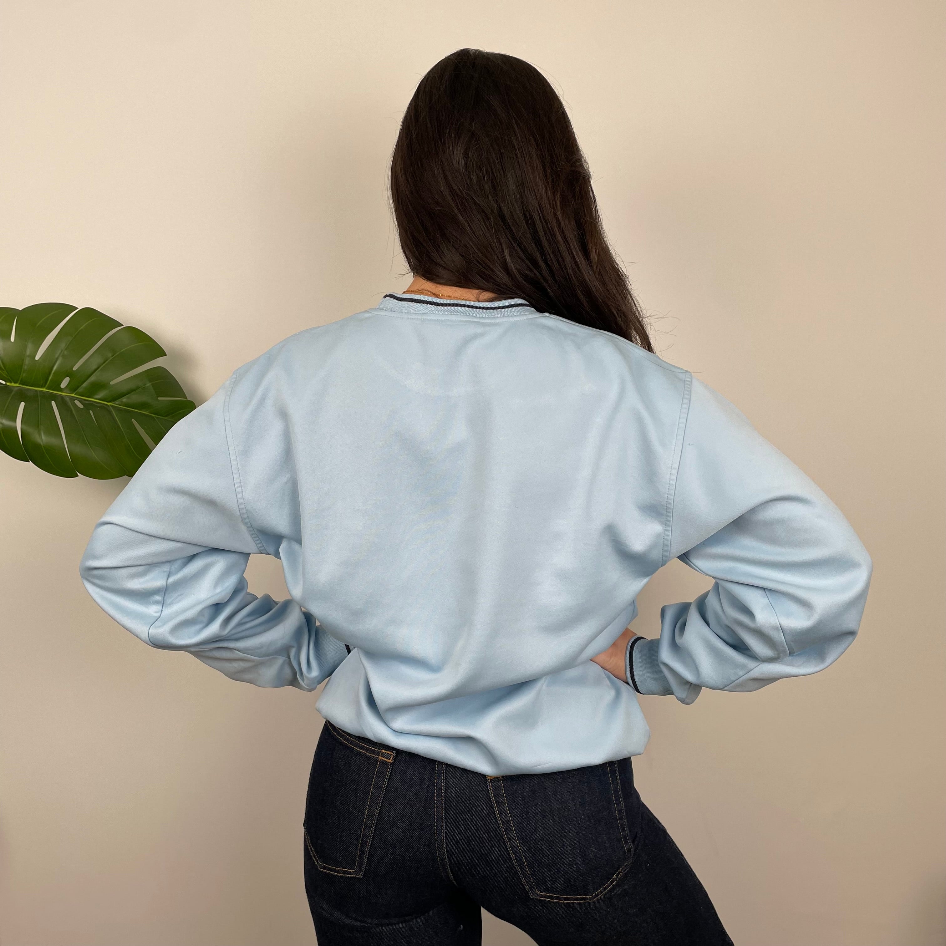 Sergio Tacchini Baby Blue Embroidered Spell Out Sweatshirt (M)