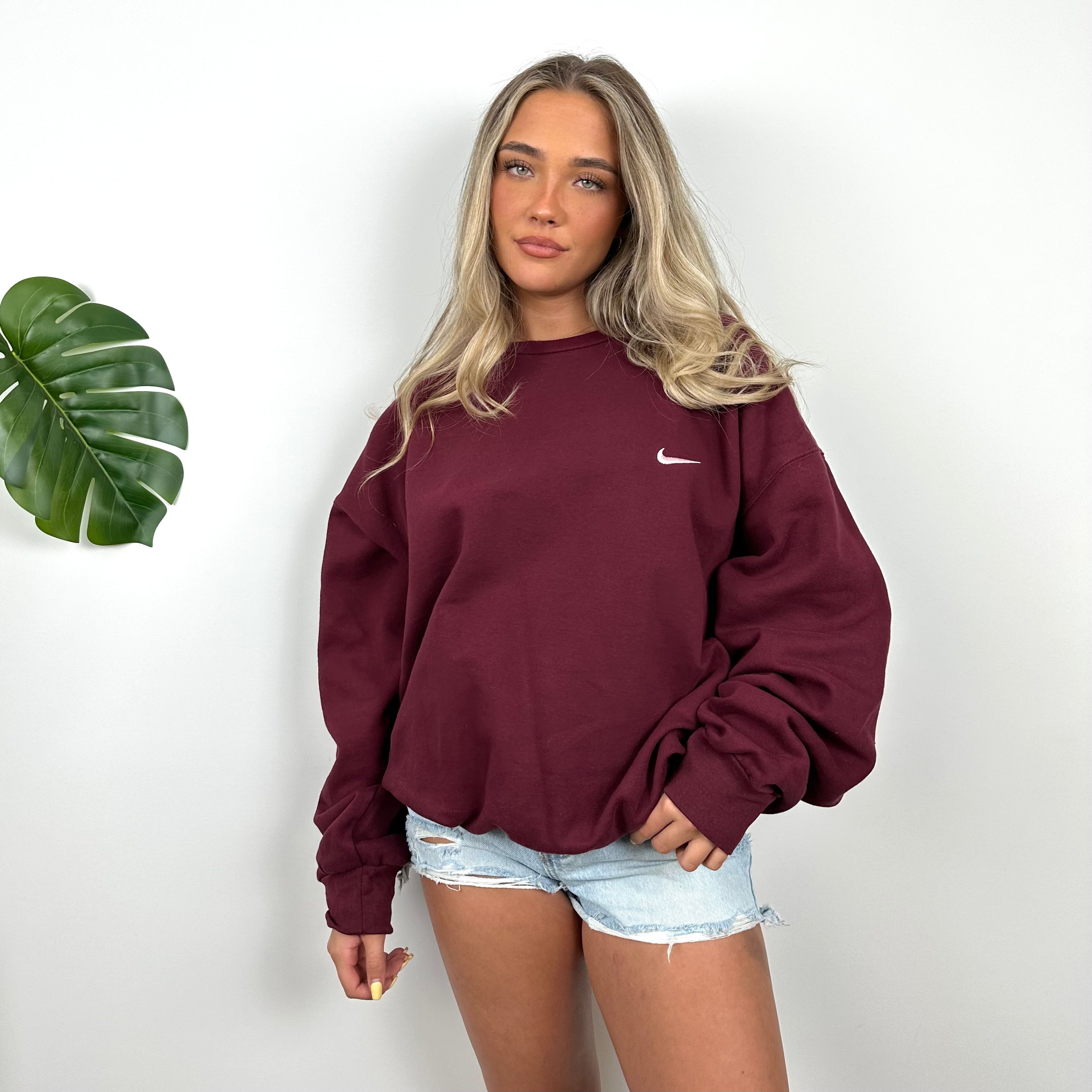 Nike Maroon Embroidered Swoosh Sweatshirt (L)