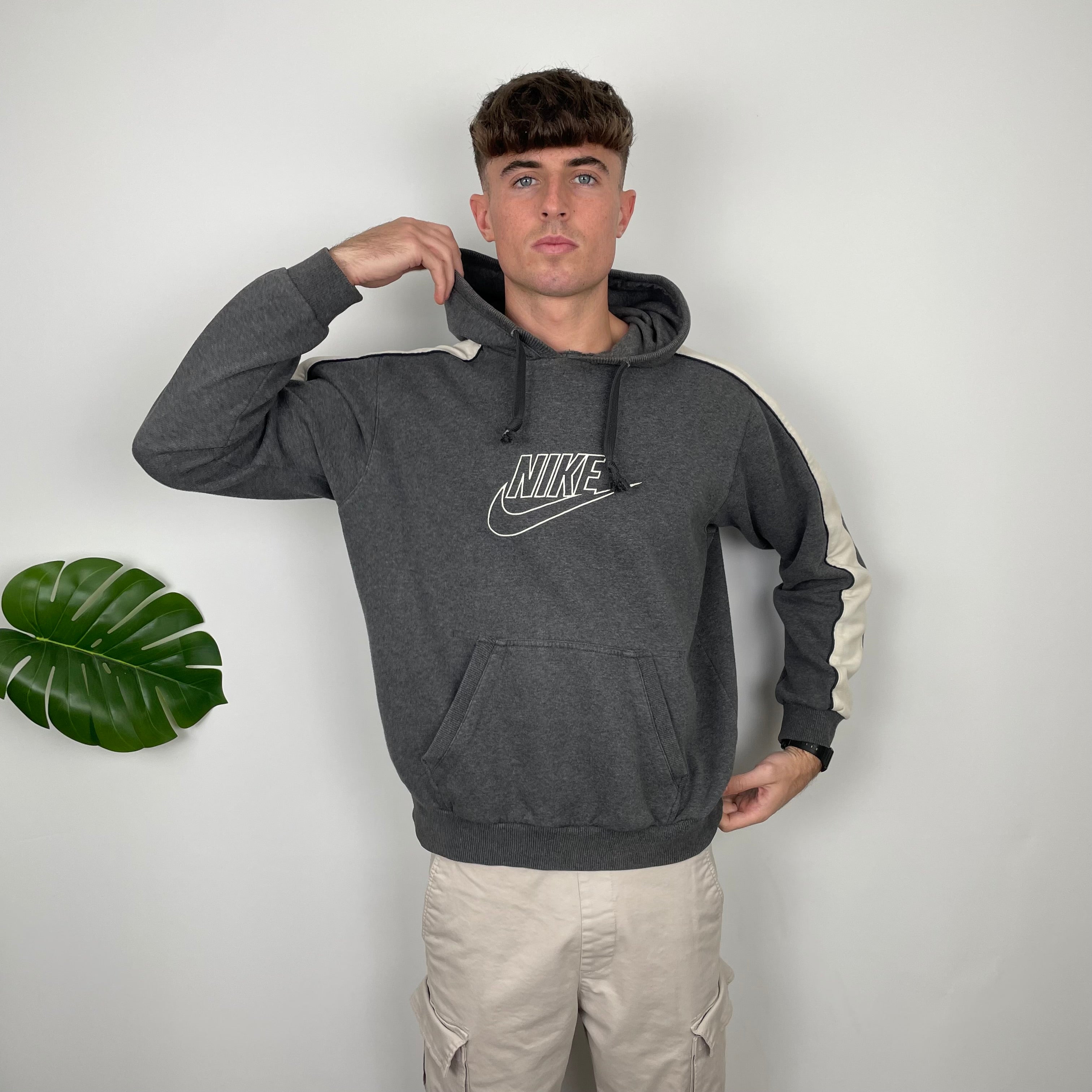 Nike Grey Embroidered Spell Out Hoodie (M)