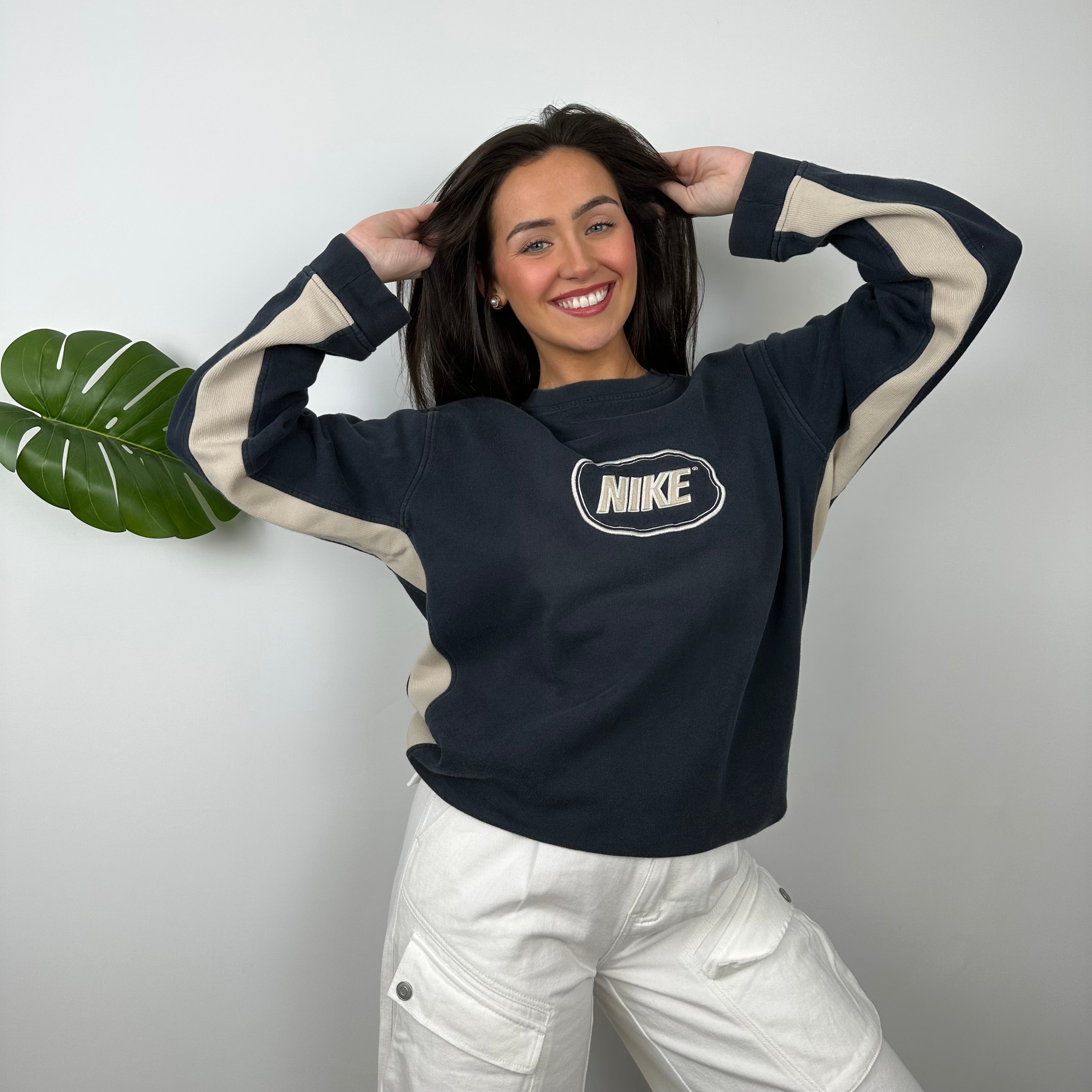 Nike Navy Embroidered Spell Out Sweatshirt (M)